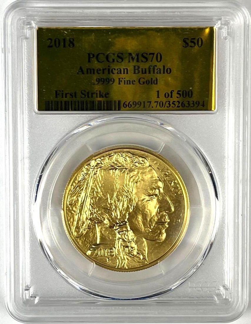 2018 US $50 American Buffalo 1 oz .9999 Fine Gold PCGS MS70 (1 of 2)