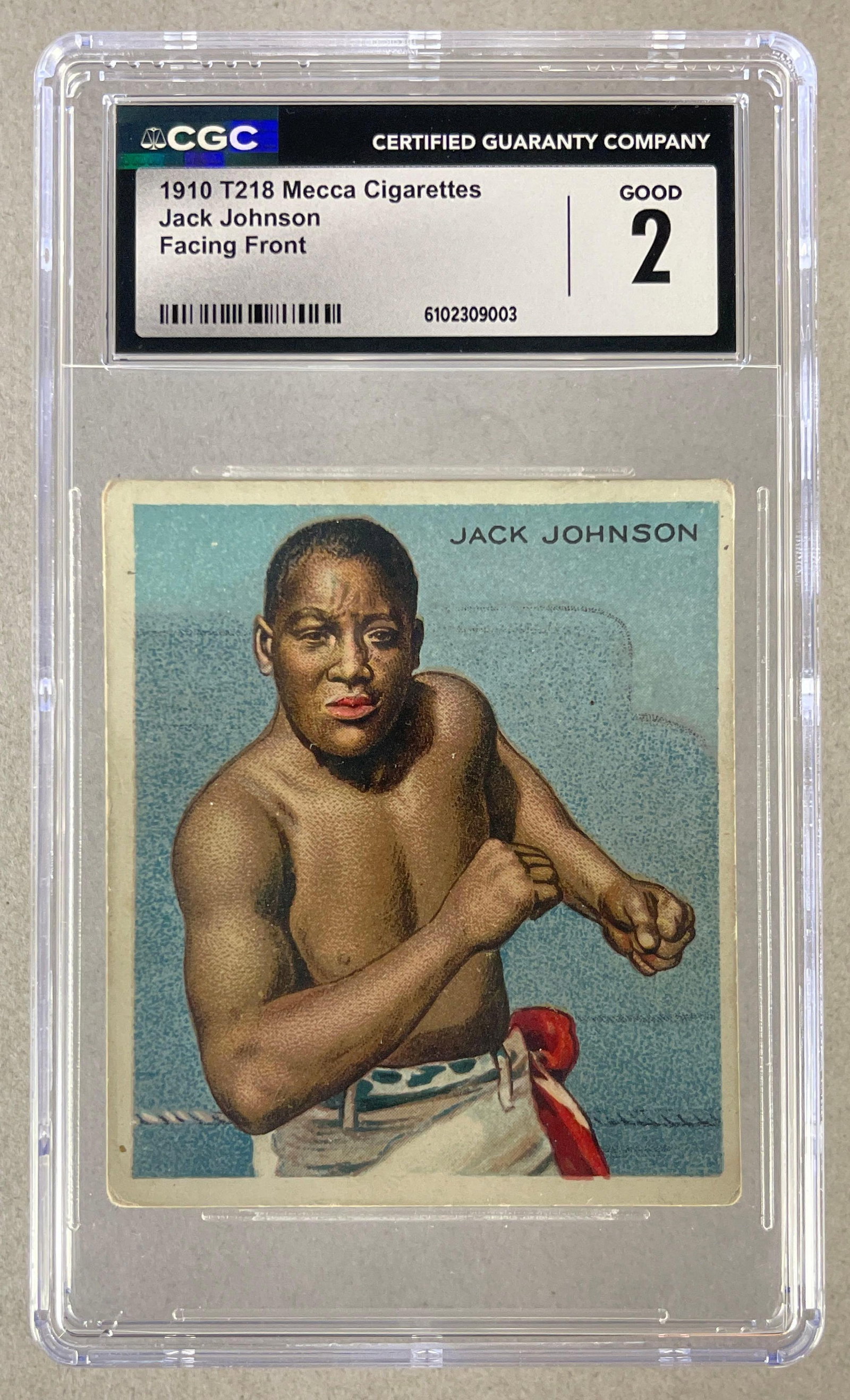 1910 T218 Mecca Jack Johnson Facing Front CGC 2 (1 of 2)