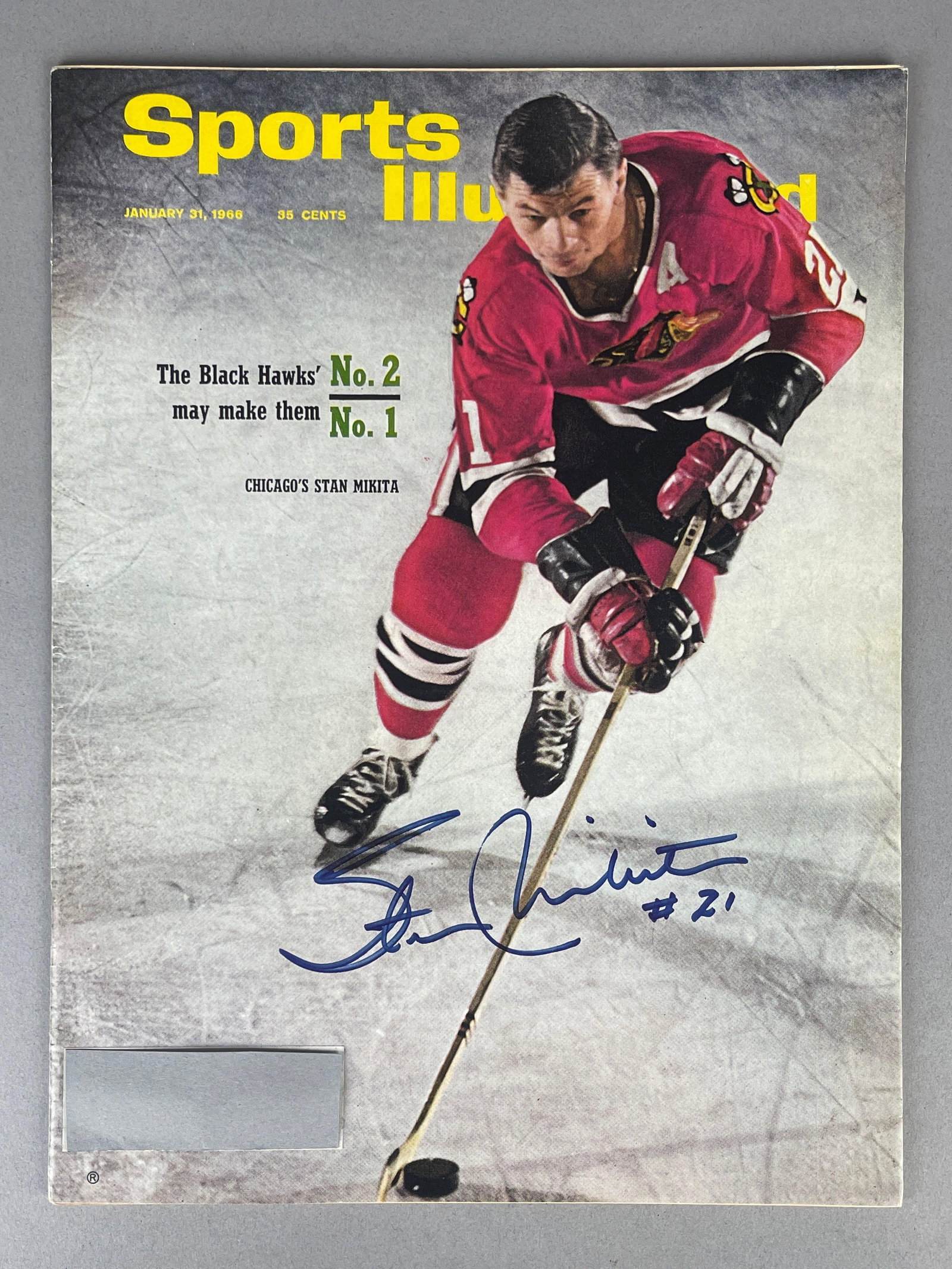 Stan Mikita Signed 1966 Sports Illustrated Magazine with JSA COA: Autographed Jan 31, 1966 Sports Illustrated Stan Mikita #21, with JSA COA