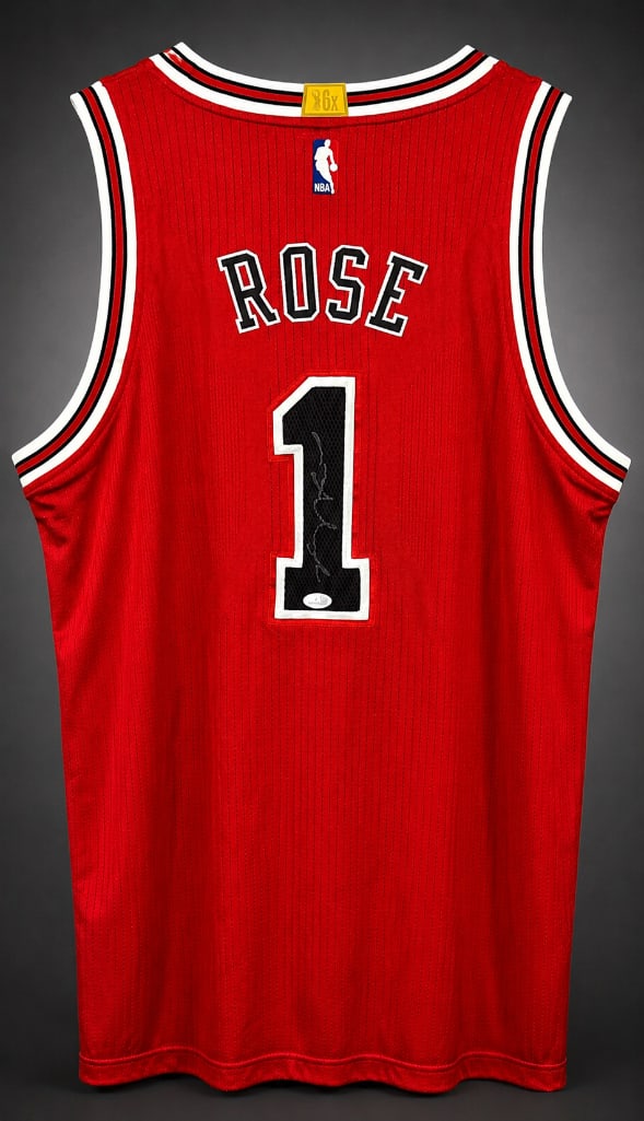 Signed Derrick Rose Chicago Bulls Adidas Home Jersey with JSA COA (1 of 8)