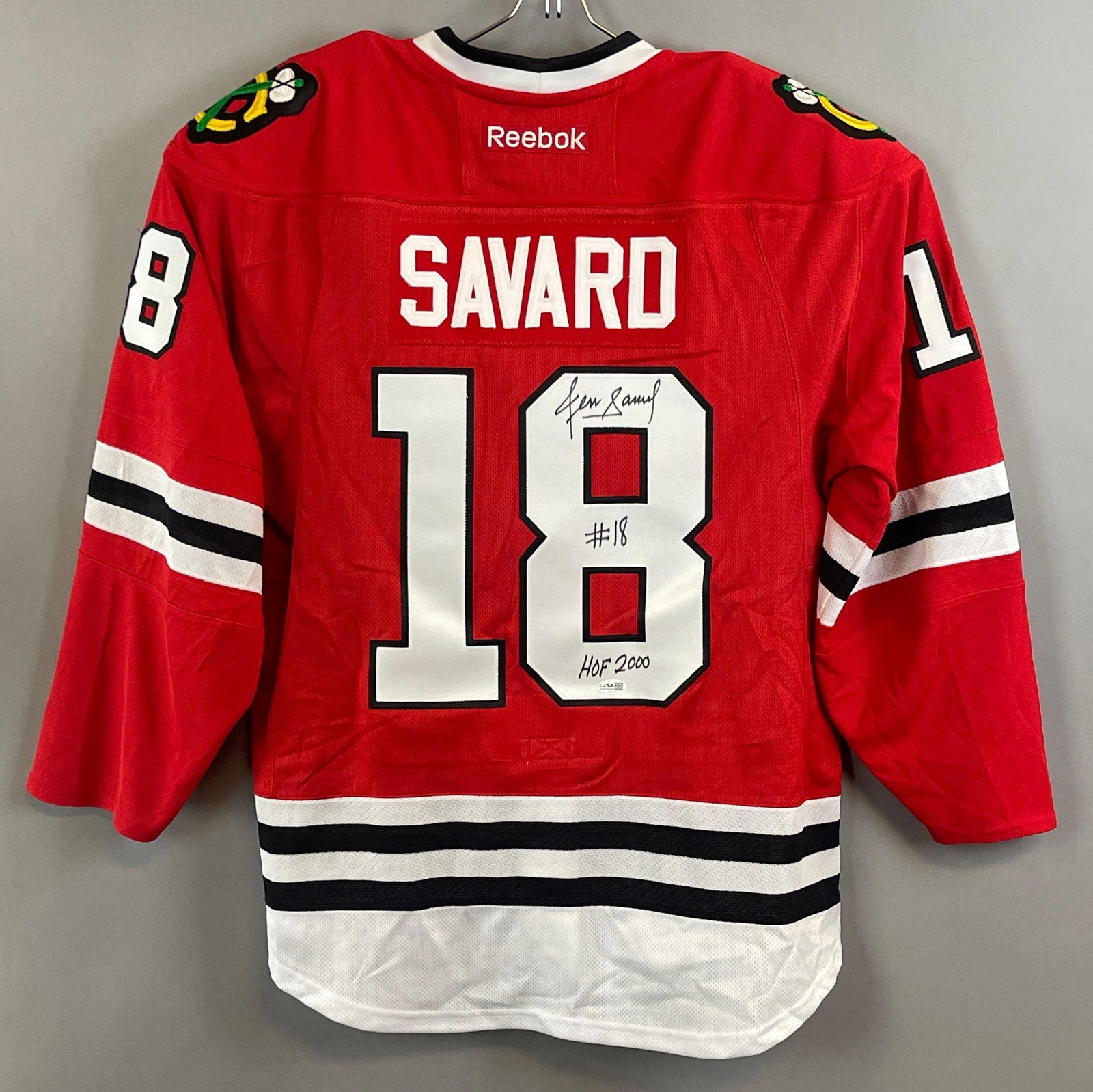 Signed Dennis Savard Chicago Blackhawks Reebok Home Jersey with JSA COA: Autographed Dennis Savard #18 HOF2000, with JSA COA, Size 54
