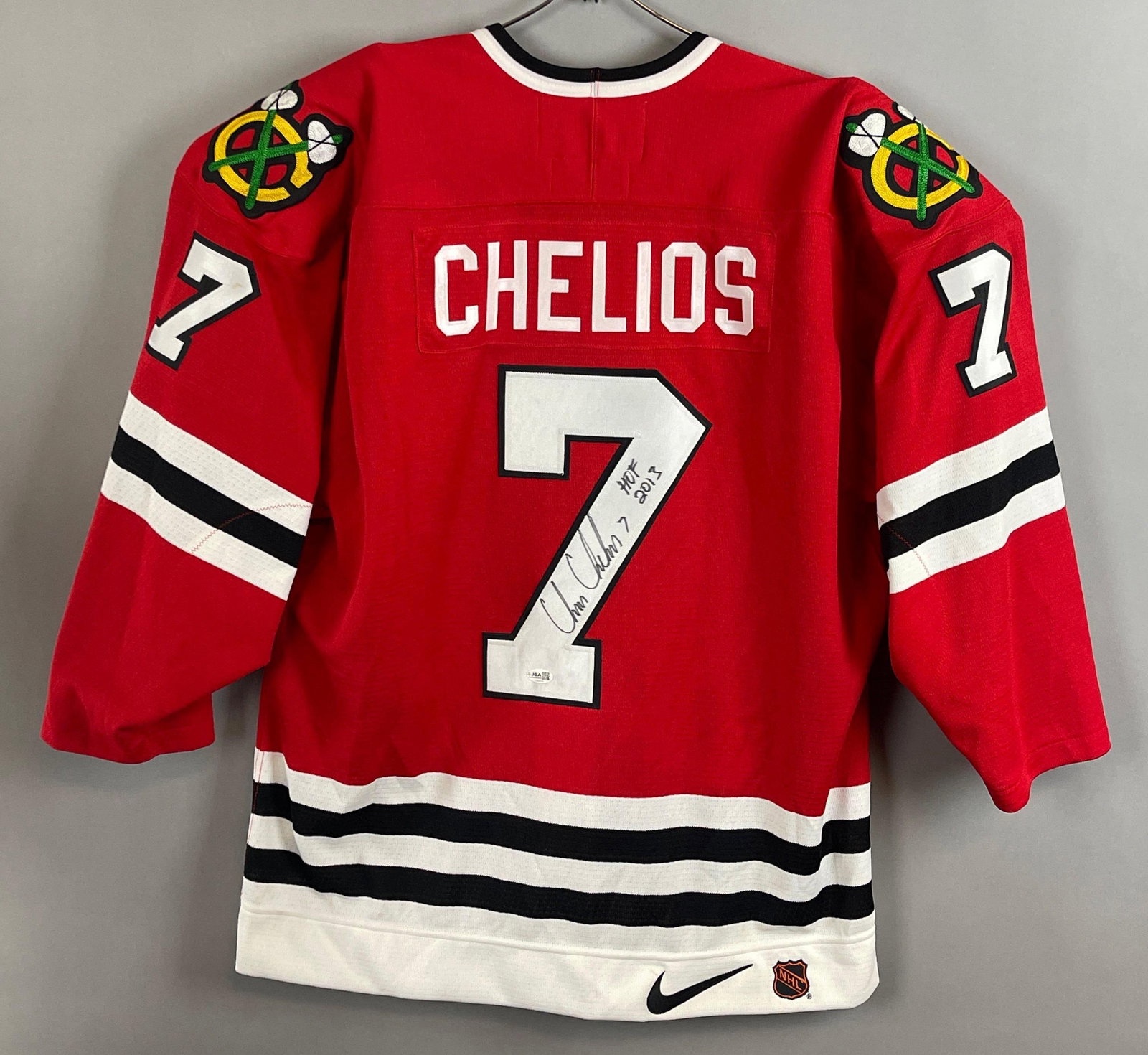 Signed Chris Chelios Chicago Blackhawks Nike Home Jersey with JSA COA: Autographed Chris Chelios #7 HOF2013, with JSA COA, Size 48