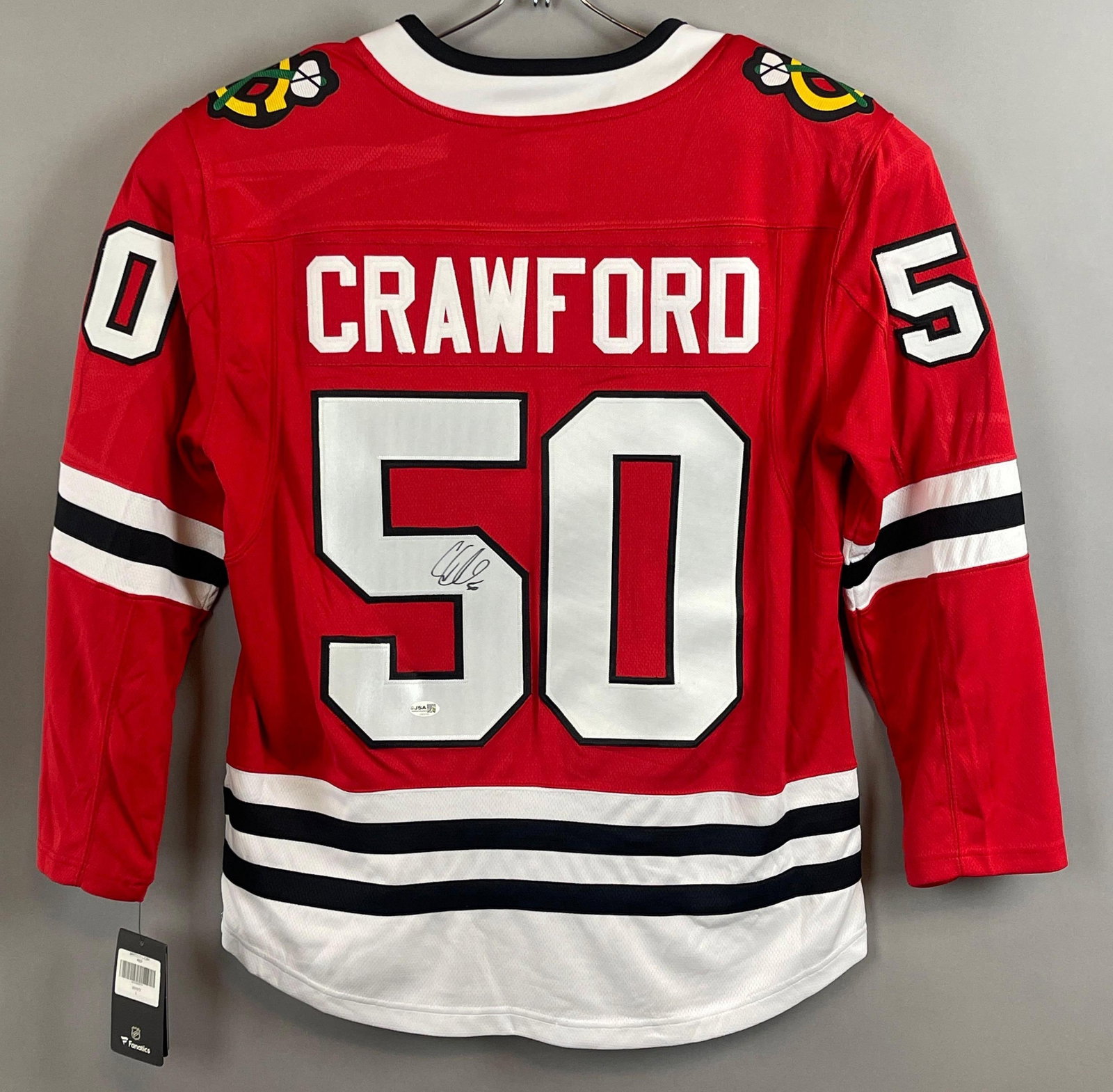 Signed Corey Crawford Chicago Blackhawks Fanatics Home Jersey with JSA COA: Autographed Corey Crawford, with JSA COA, Size LG