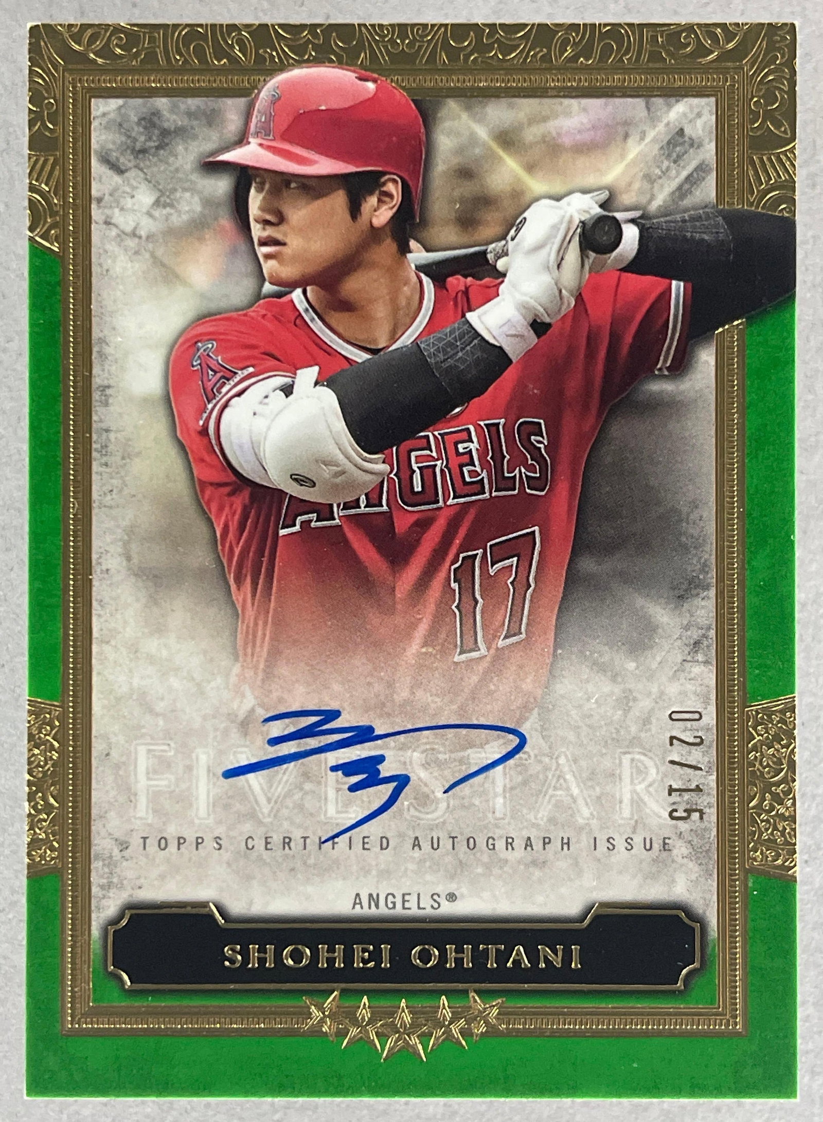 2020 Topps Five Star Green Auto Shohei Ohtani 2/15 (1 of 2)