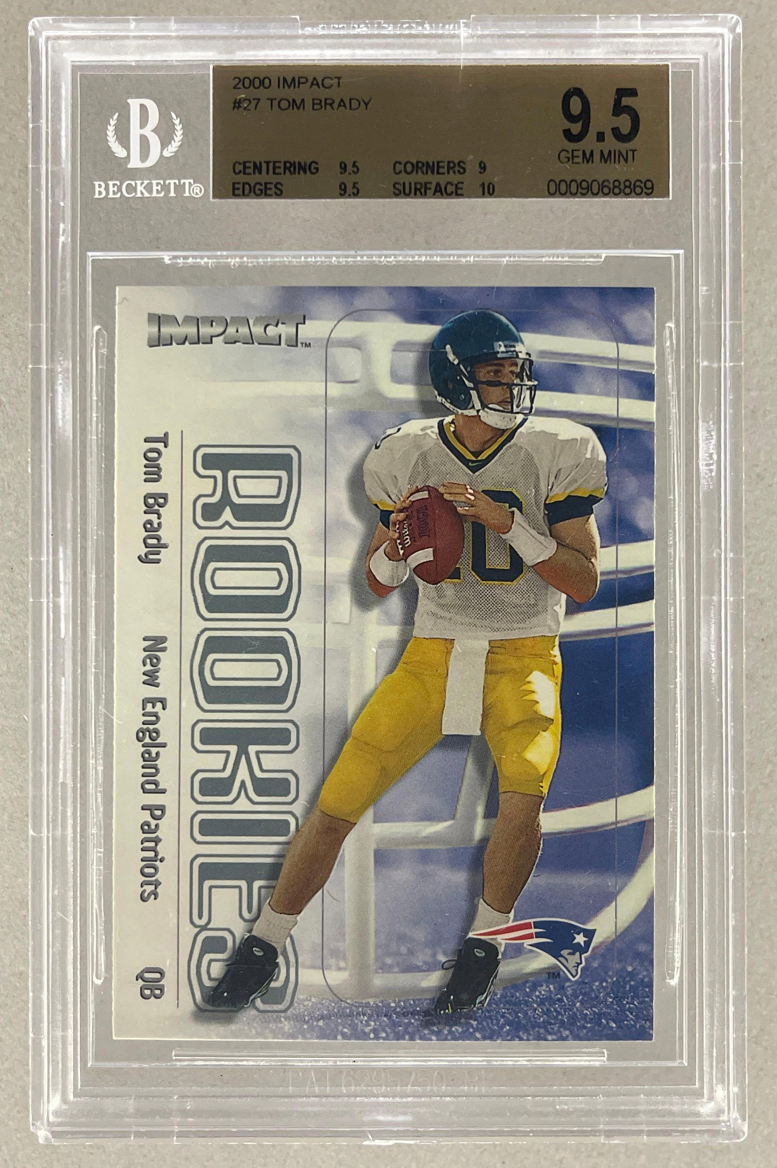 2000 Skybox Impact Tom Brady #27 BGS 9.5: 2000 Skybox Impact Tom Brady #27 BGS 9.5