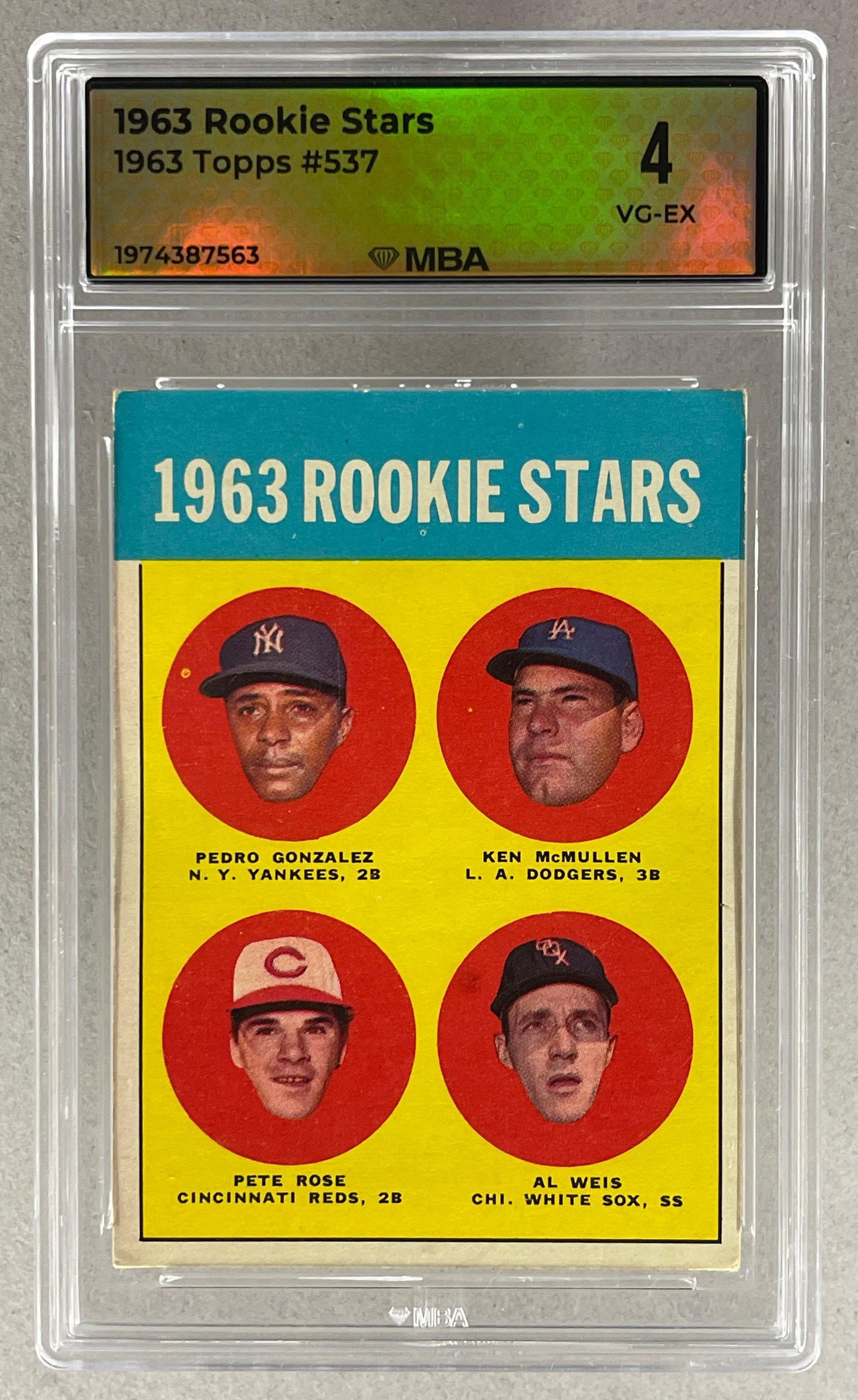 1963 Topps Rookie Stars Pete Rose #537 Rookie MBA 4 (1 of 2)