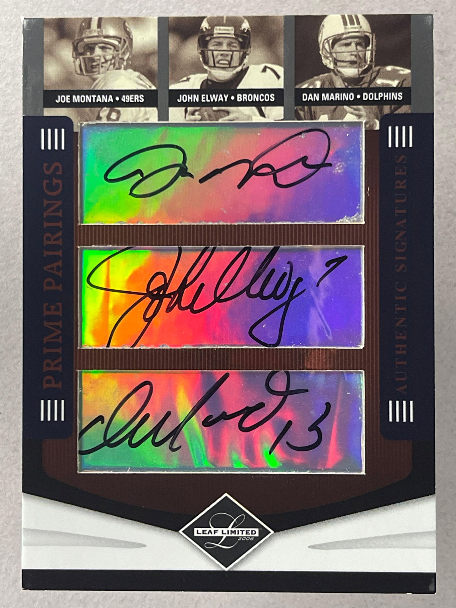 2006 Leaf Limited Prime Pairing Auto Jim Brown, Montana, Elway, Marino, Campbell, Sanders 1/1 (1 of 2)