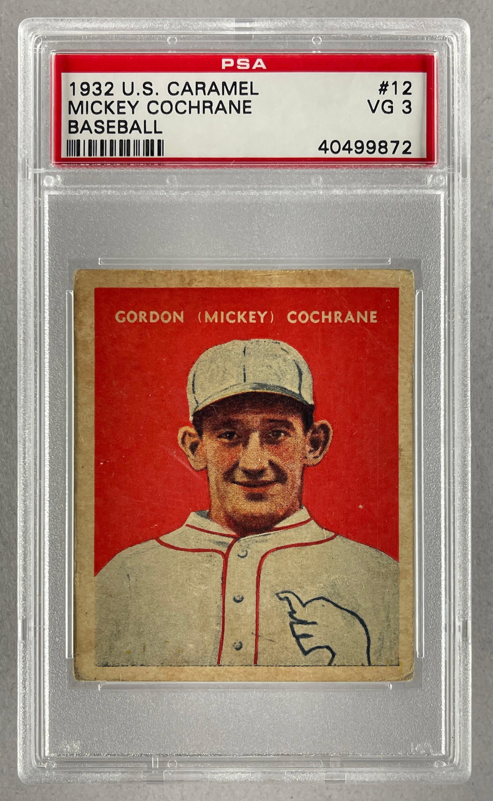 1932 U.S. Caramel Company Mickey Cochrane #12 PSA 3: 1932 U.S. Caramel Company Mickey Cochrane #12 PSA 3