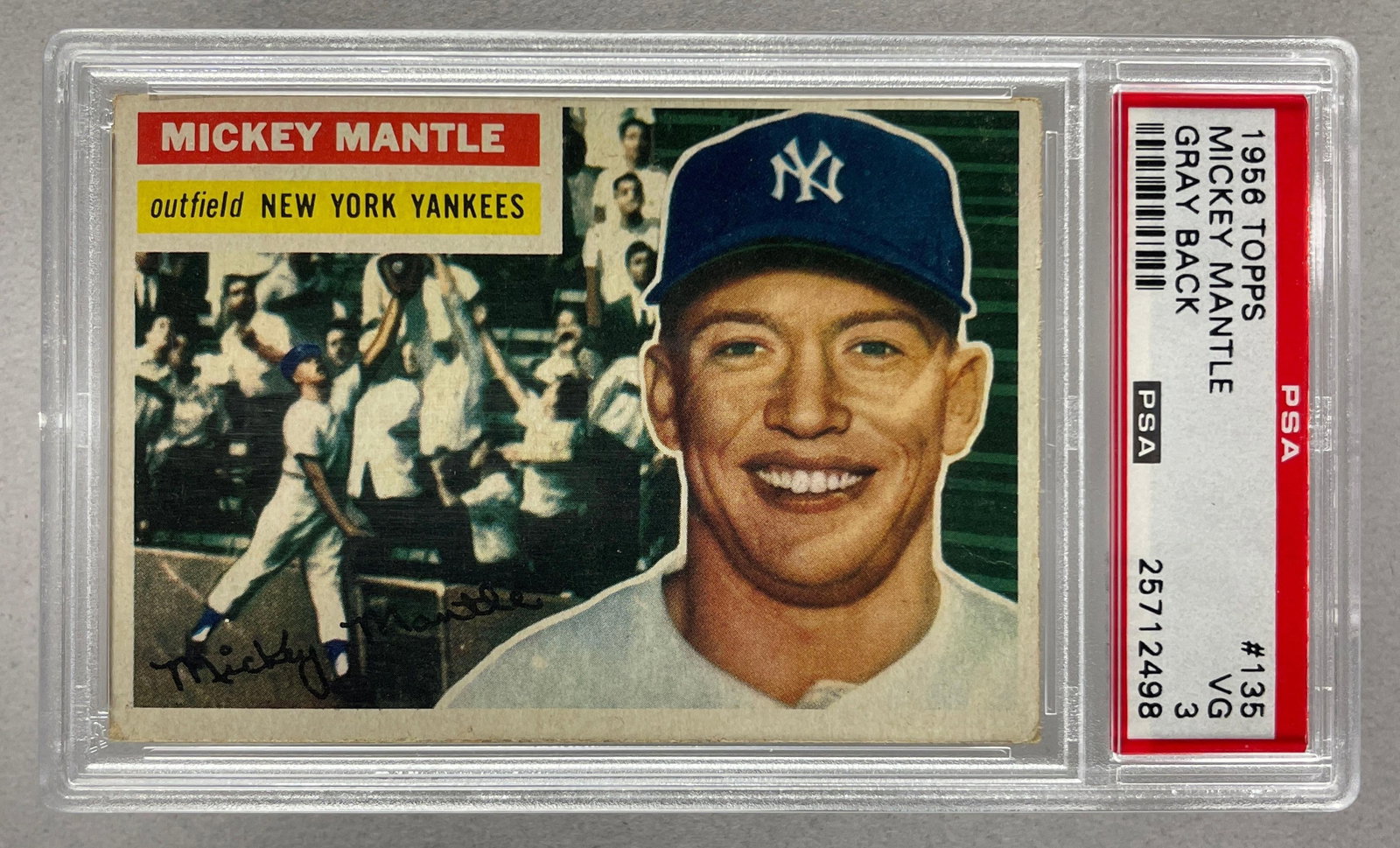 1956 Topps Mickey Mantle Grey Back #135 PSA 3 (1 of 2)