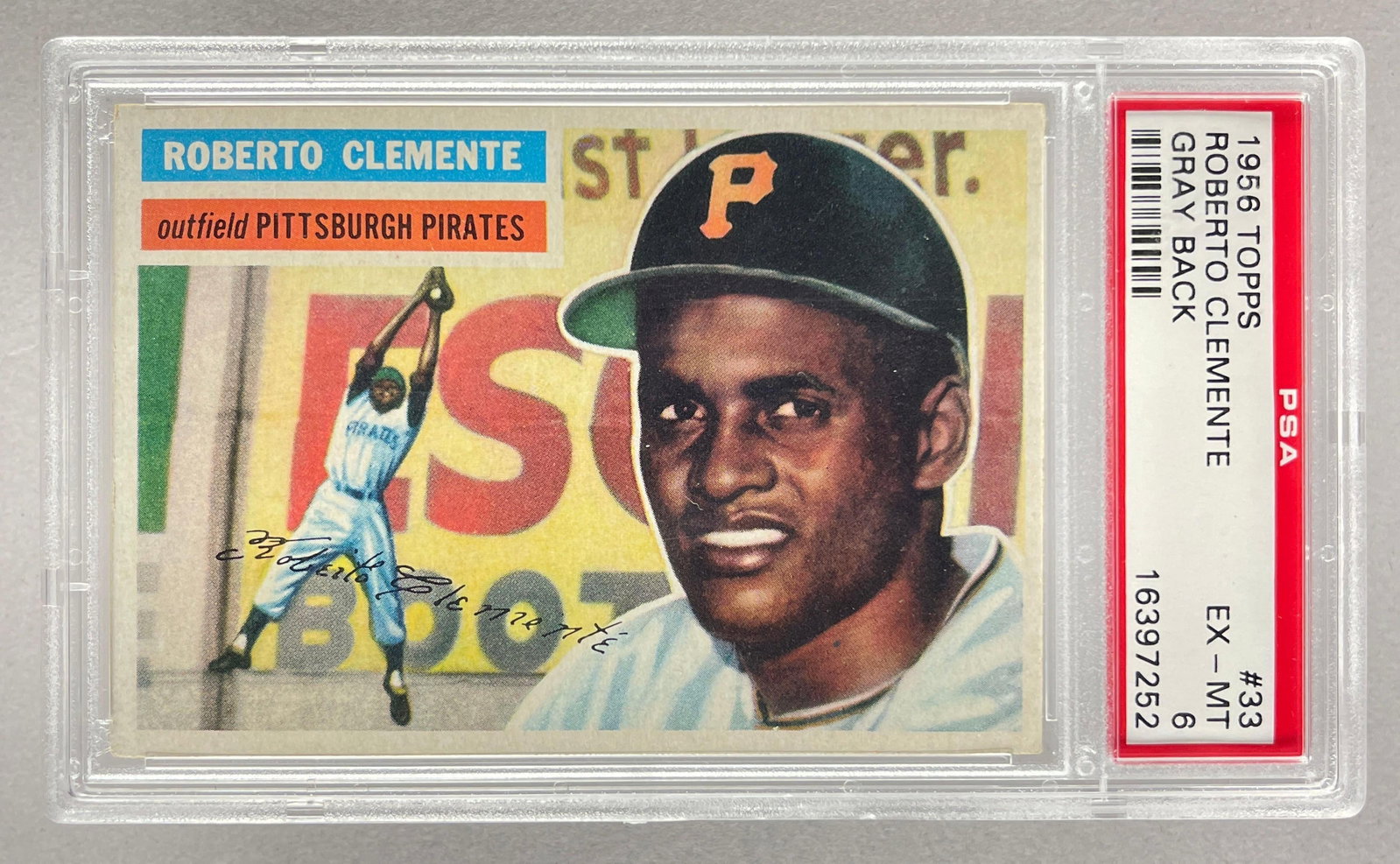 1956 Topps Roberto Clemente Grey Back #33 PSA 6 (1 of 2)