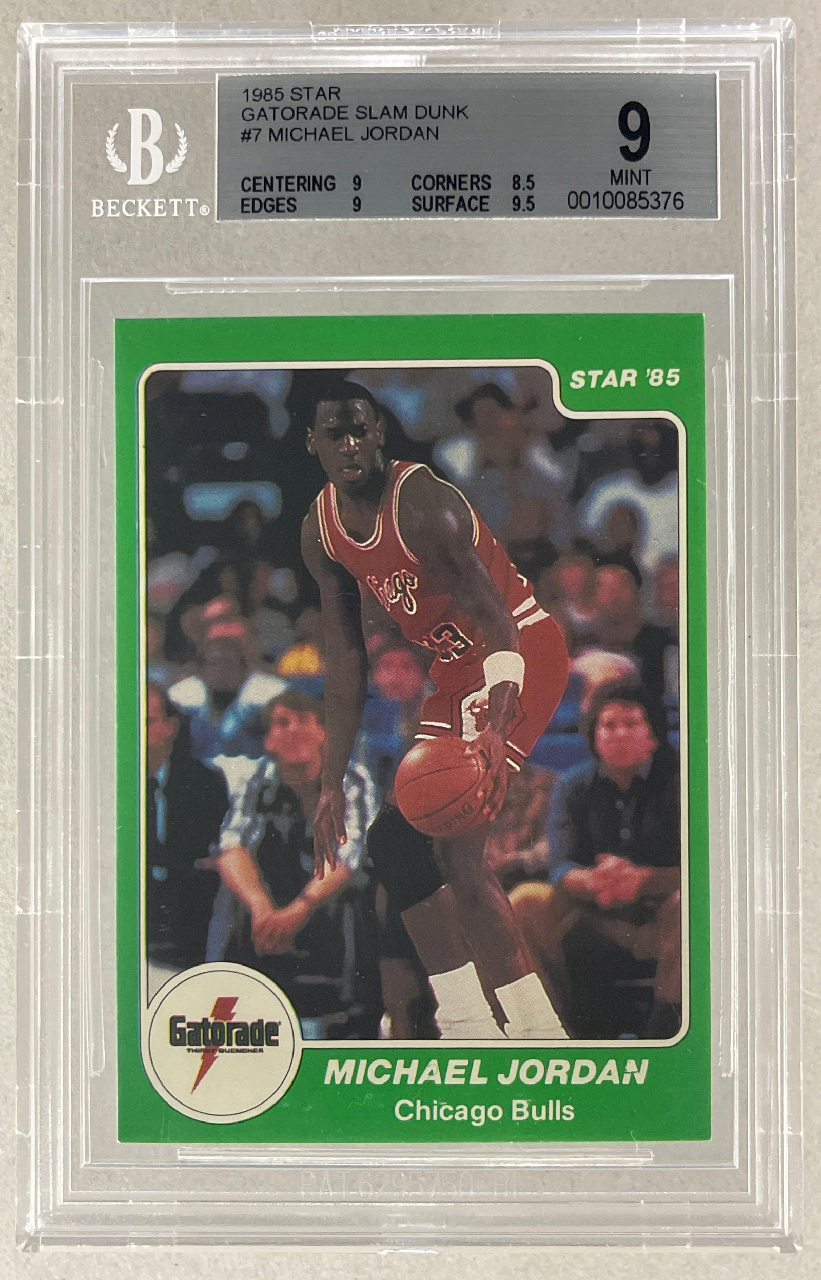 1985 Star Gatorade Slam Dunk Michael Jordan #7 BGS 9 (1 of 2)
