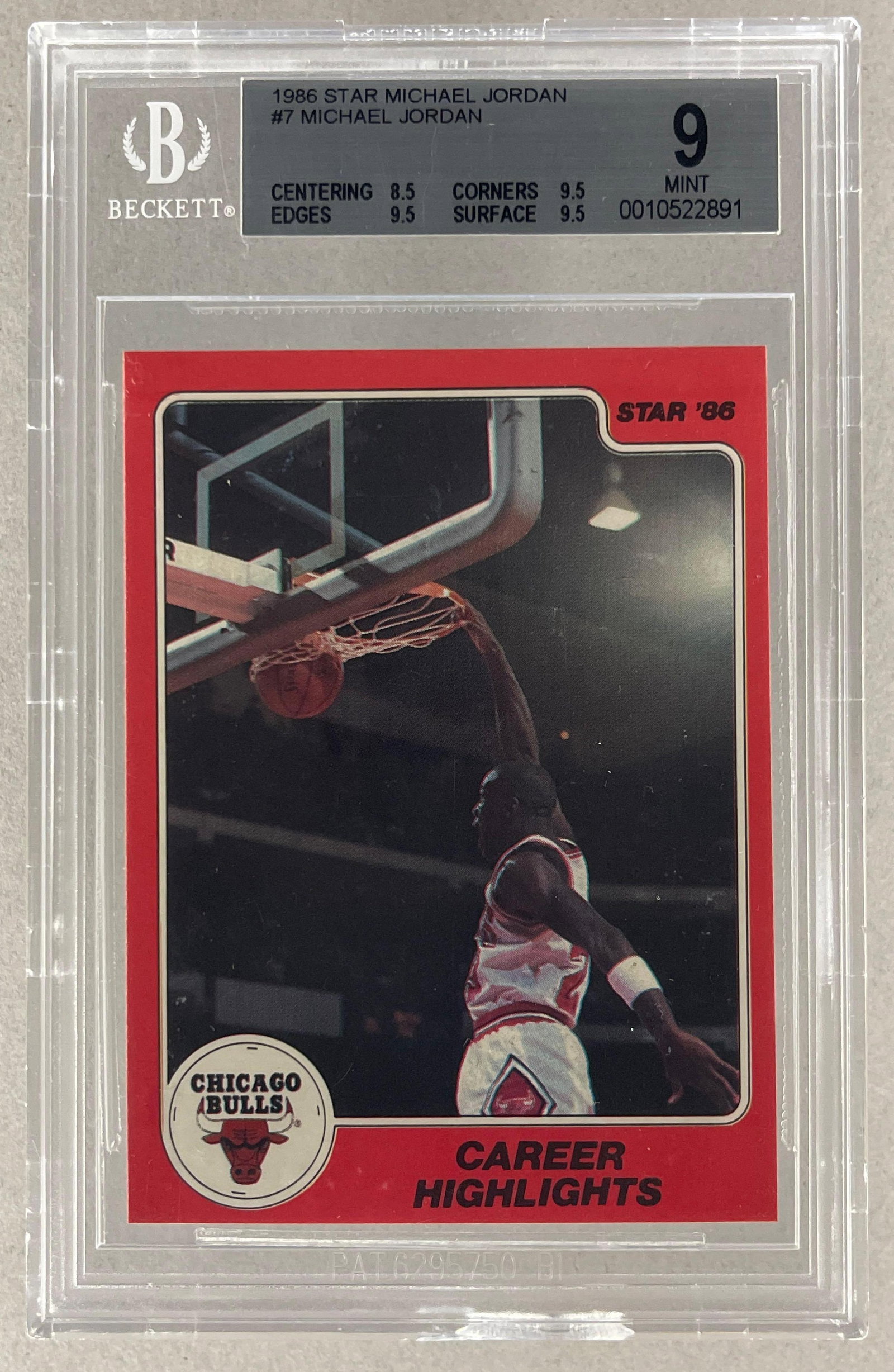 1986 Star Michael Jordan #7 BGS 9: 1986 Star Michael Jordan Career Highlights #7 BGS 9