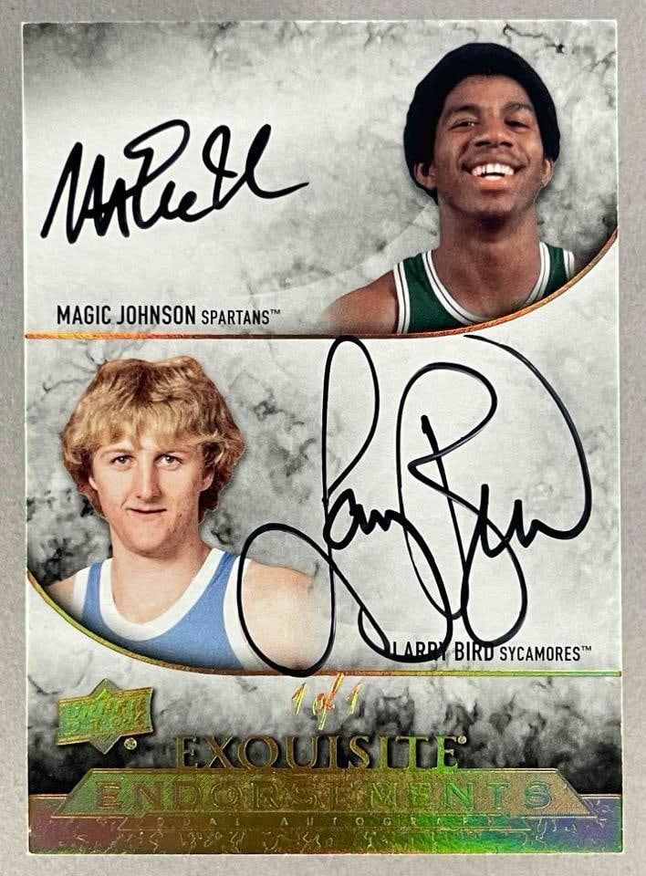 2012 - 13 Exquisite Endorsements Dual Auto Magic Johnson and Larry Bird 1/1 (1 of 2)
