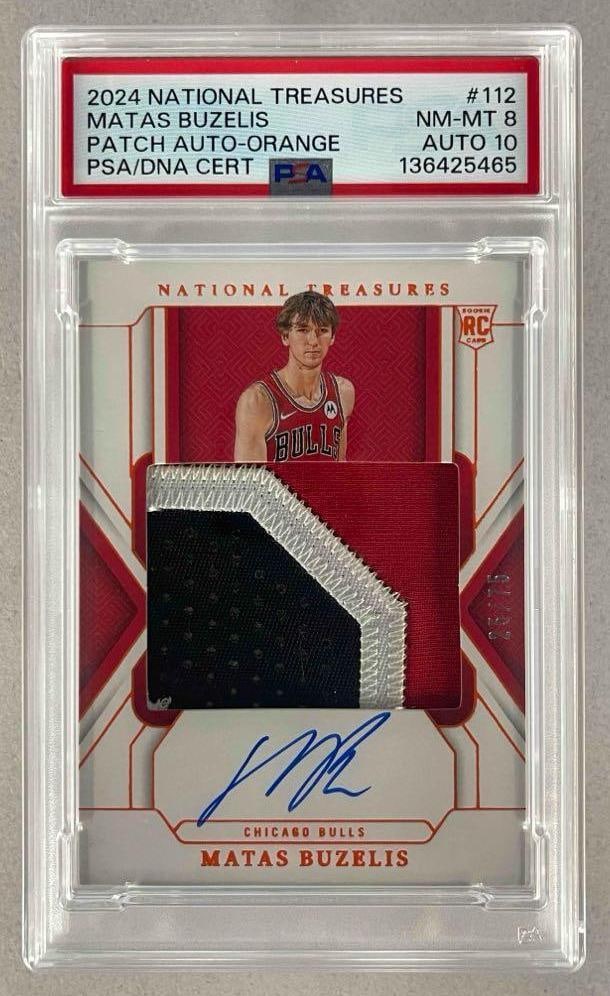 2024 National Treasures Matas Buzeis Patch Auto Orange Rookie #112 PSA 8 Auto 10 (1 of 2)