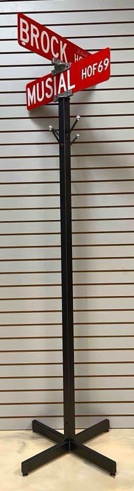 4 - St. Louis Cardinals HOF Street Sign Coat Rack with 3 - Signatures (1 of 5)
