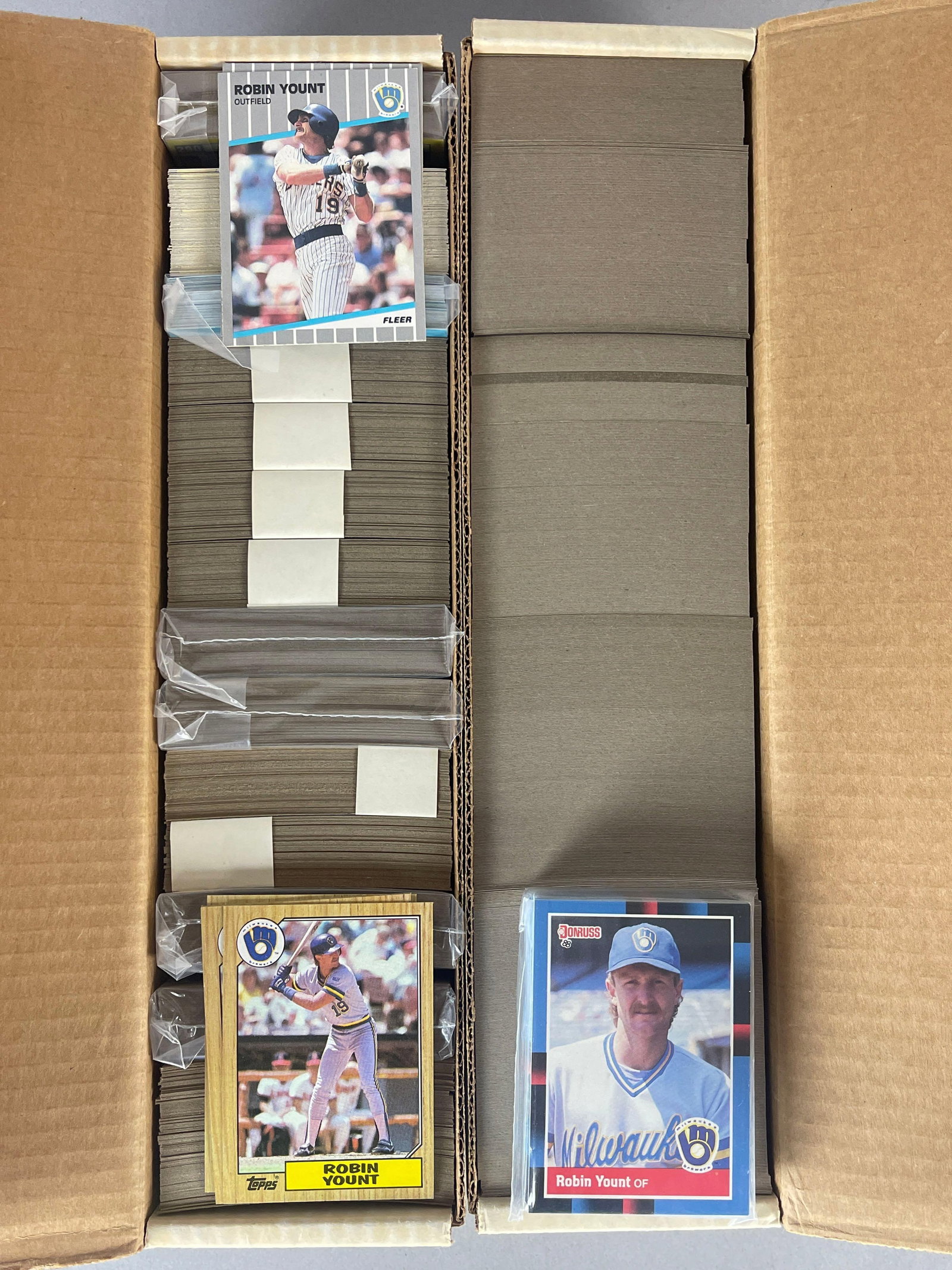 1050 - 1989 Topps + 575 other 1987 -89 Robin Yount High-Grade Cards: Great dealer Lot, Some Ready to Grade, Look for 10s. 1050- 1989 Topps, 350- 1987 Topps, 100- 1988 Donruss, 50- 1990 Topps and 75- 1989 Fleer Robin Younts