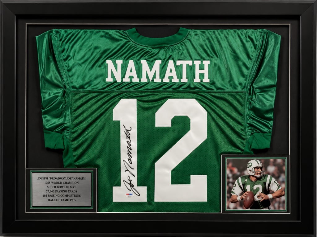 Framed and Matted Joe Namath Signed Jersey with PSA/ DNA COA (1 of 4)