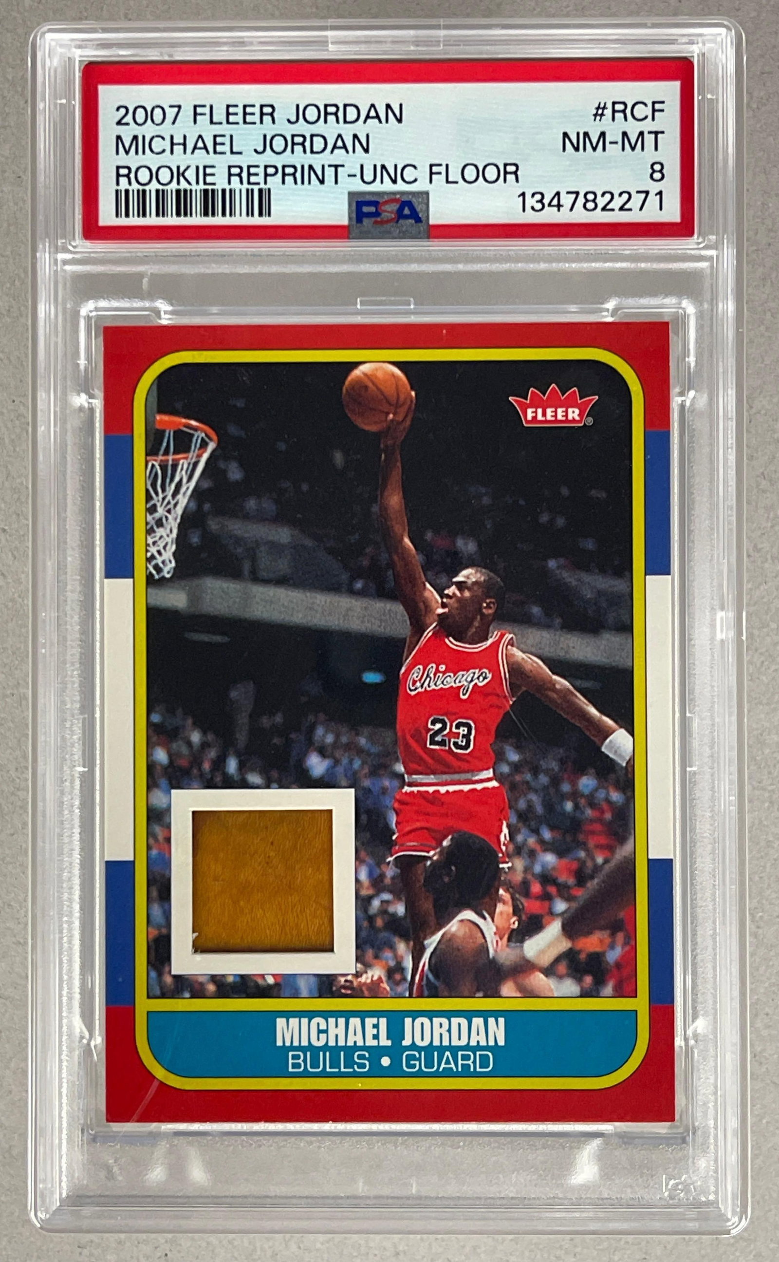 2007 Fleer Jordan Rookie Reprint - UNC Floor Michael Jordan #RDF PSA 8 (1 of 2)