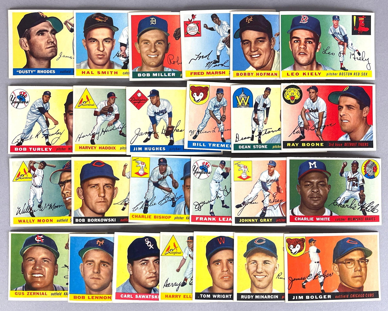 25 - 1955 Topps Baseball High-Grade Cards with Rhodes #1 and Haddix (1 of 2)