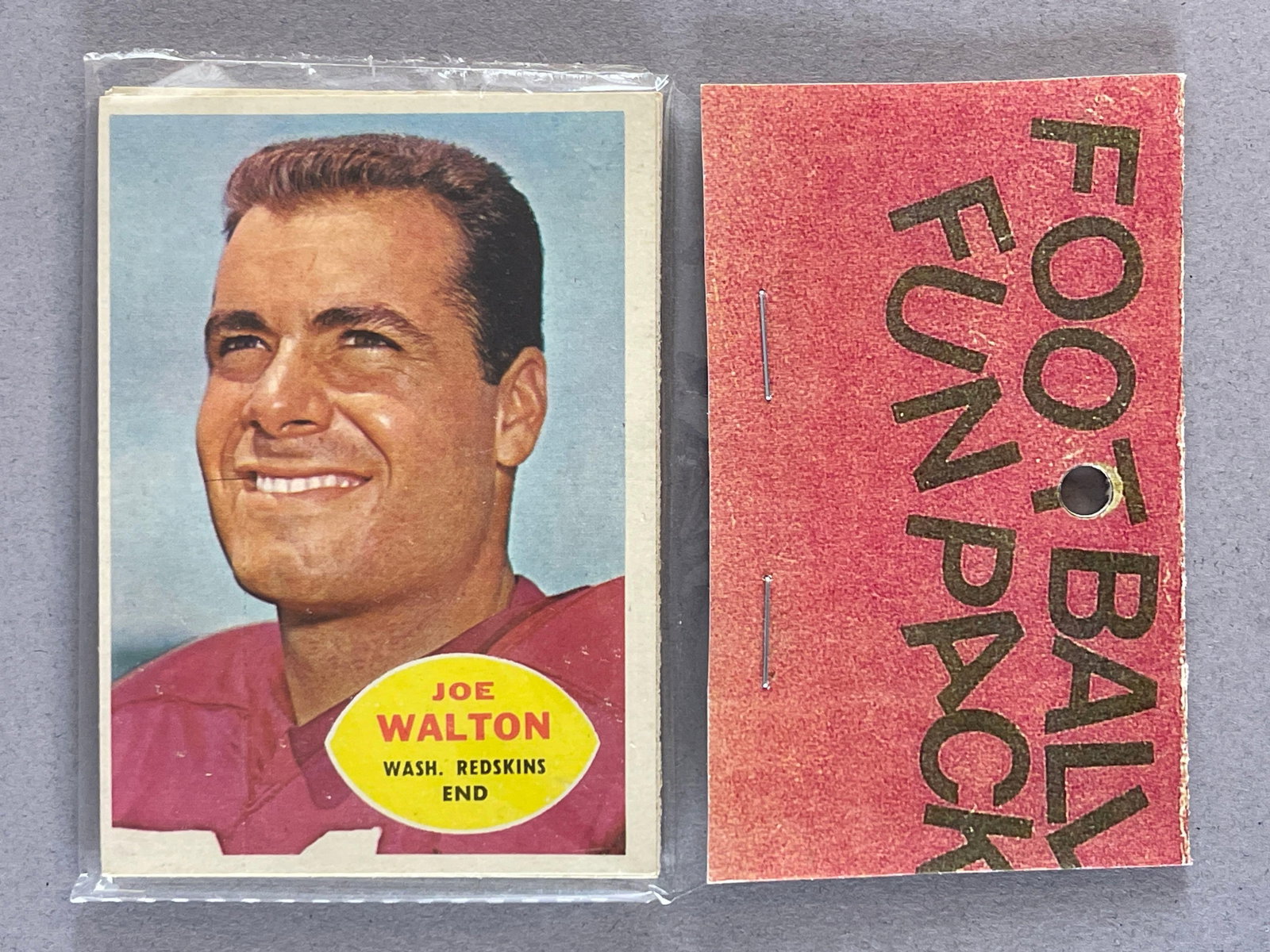 1960 Topps Football West Corps Cello Fun Pack with Pat Summerall on Back: 10 - Cards per pack, West Corps was a repacking company in the 1970s