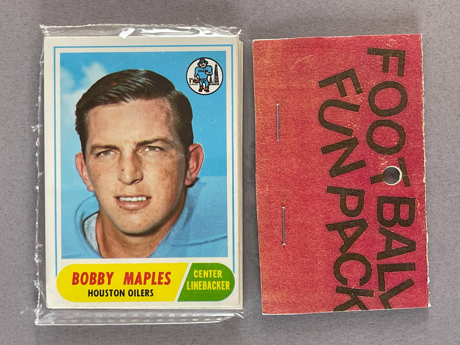 1968 Topps Football West Corps Cello Fun Pack with Bobby Mitchell on Back: 10 - Cards per pack, West Corps was a repacking company in the 1970s