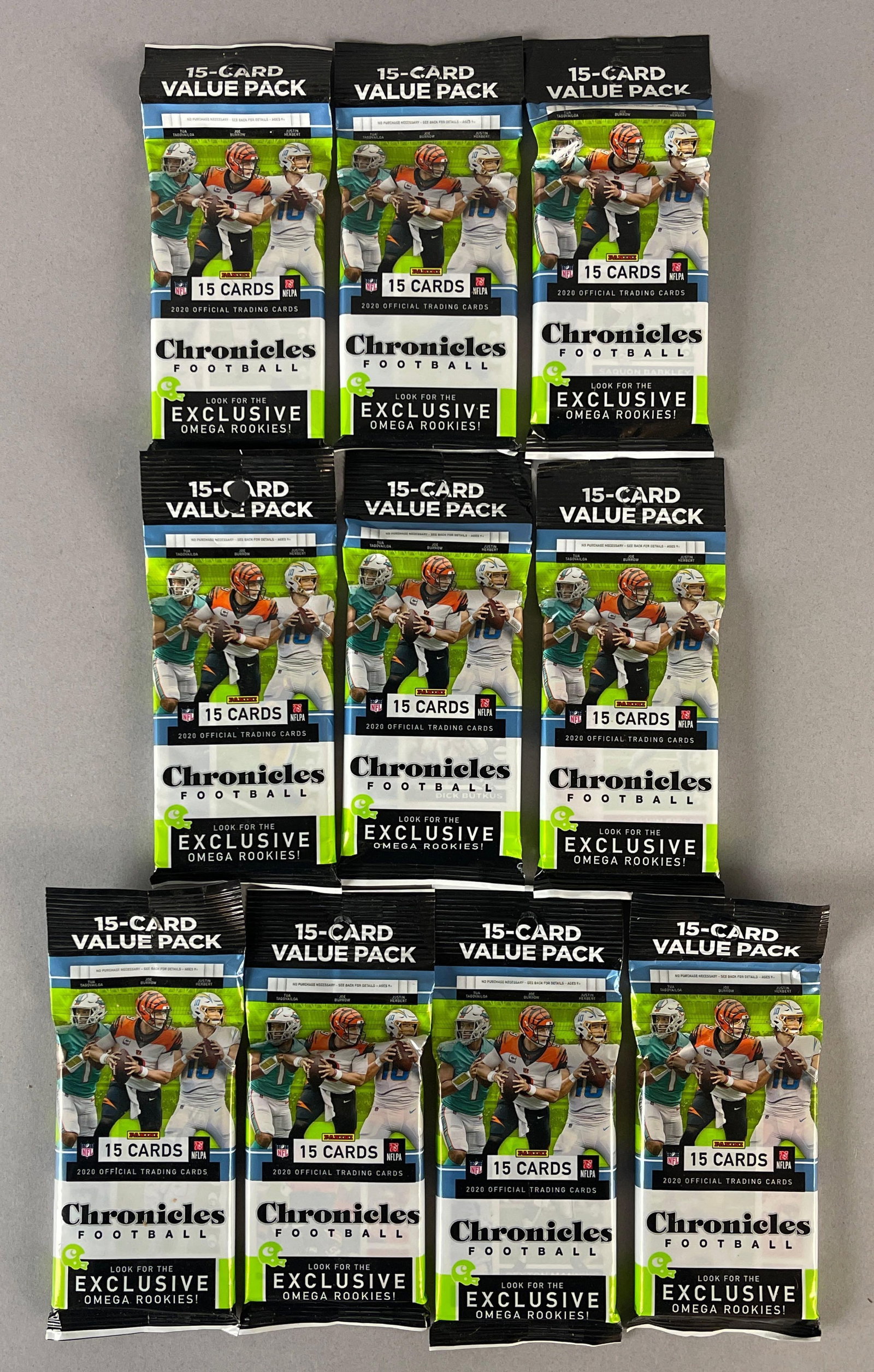 10 - 2020 Chronicles Football Value Packs: 15 - Cards per pack