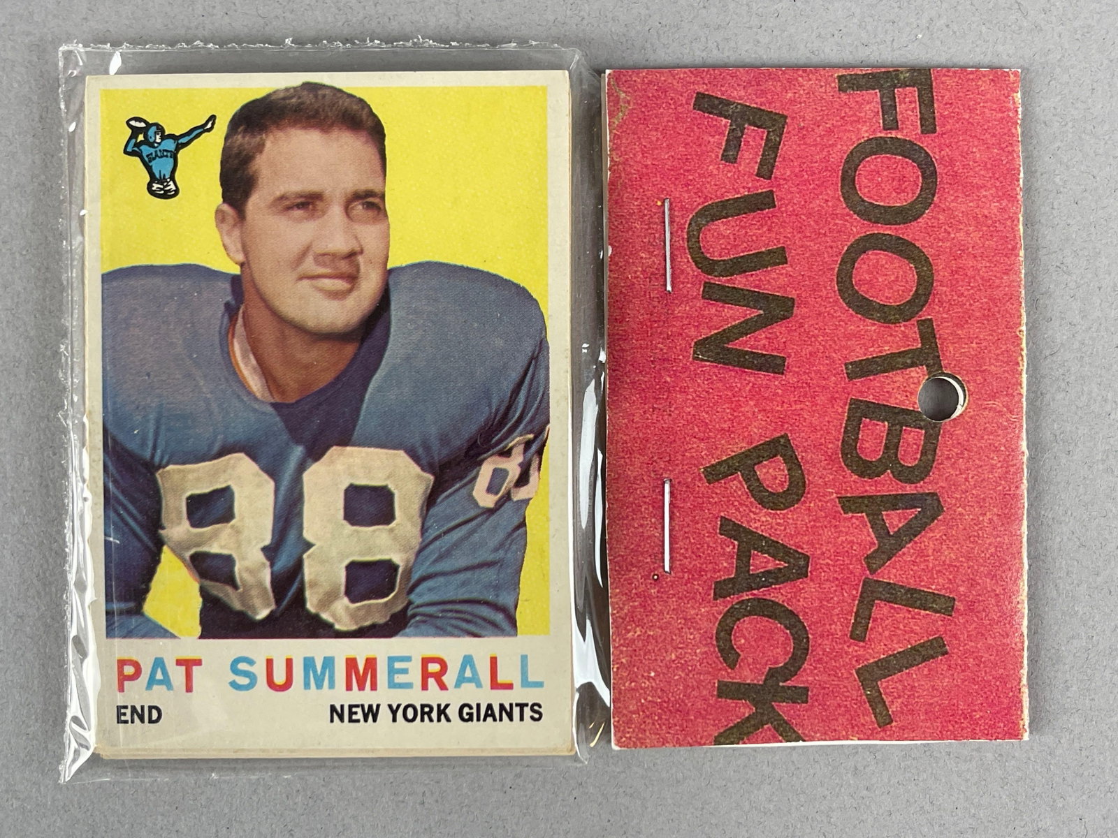 1959 Topps Football West Corps Cello Fun Pack with Summerall on Top: 10 - Cards per pack, West Corps was a repacking company in the 1970s