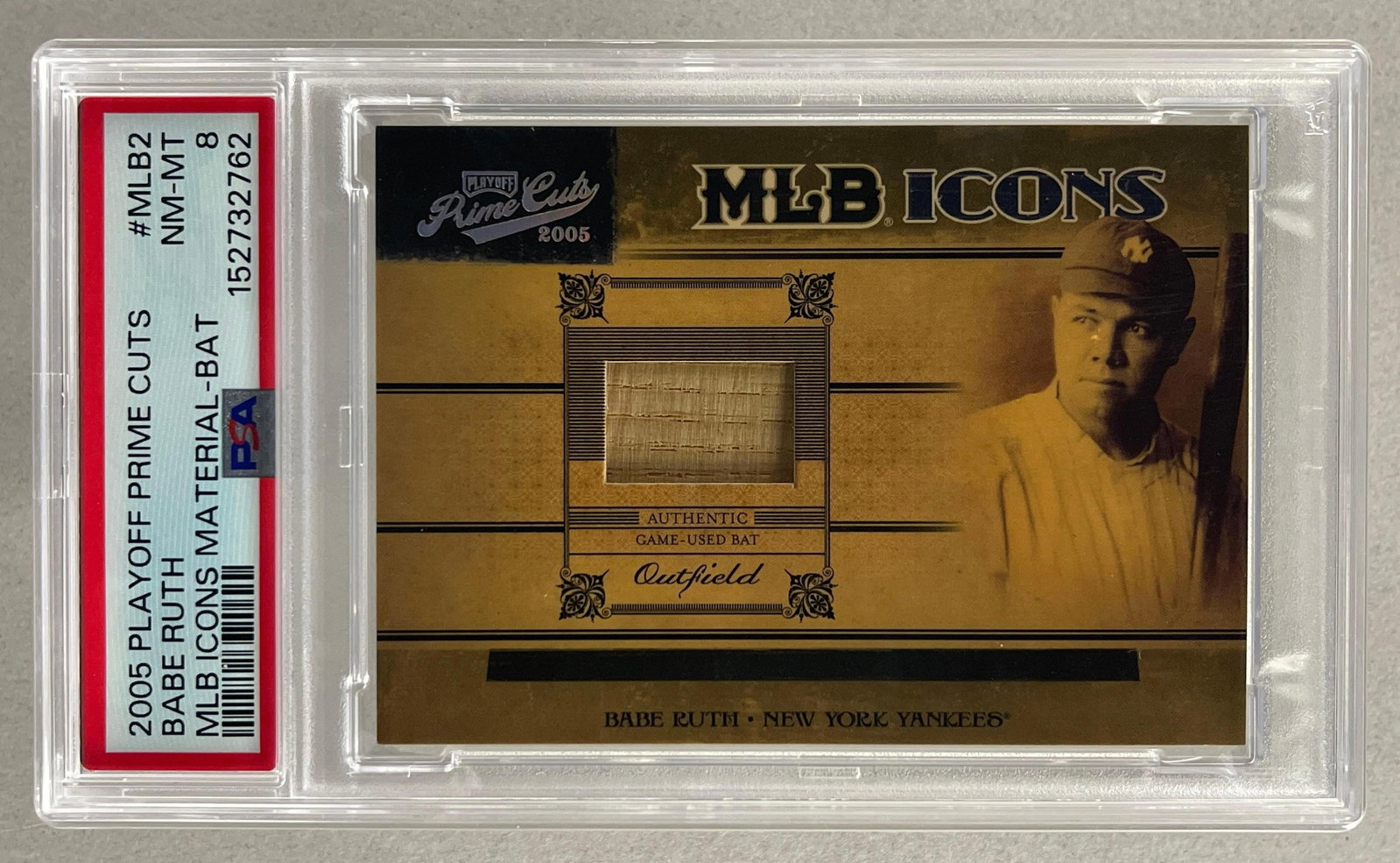 2005 Playoff Prime Cuts Babe Ruth Bat 20/50 PSA 8 (1 of 2)