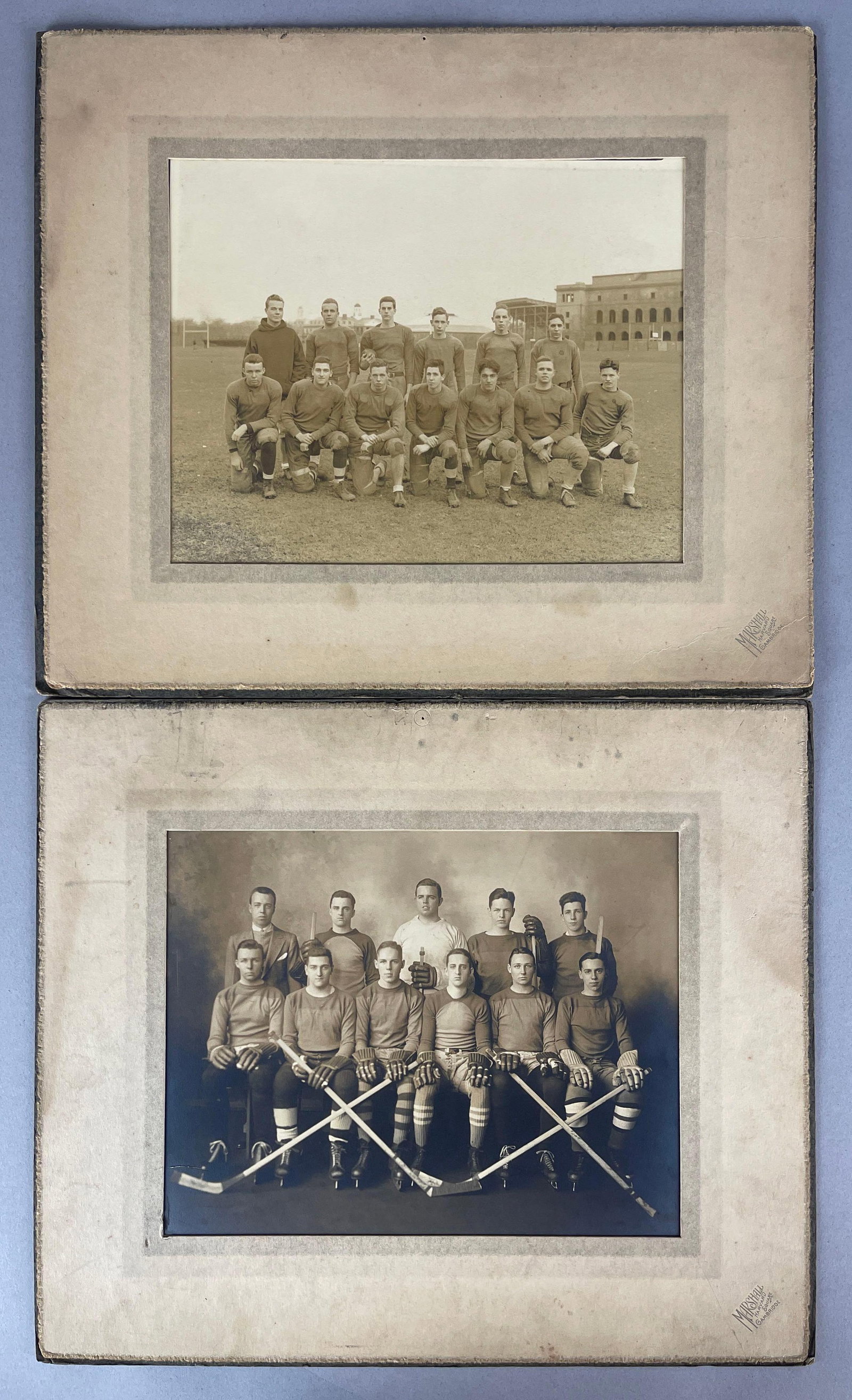 1920s Harvard Football and Hockey Team Photos: Photos taken by Marshall Harvard Square Cambridge, Could be Cambridge High School team from 1930s