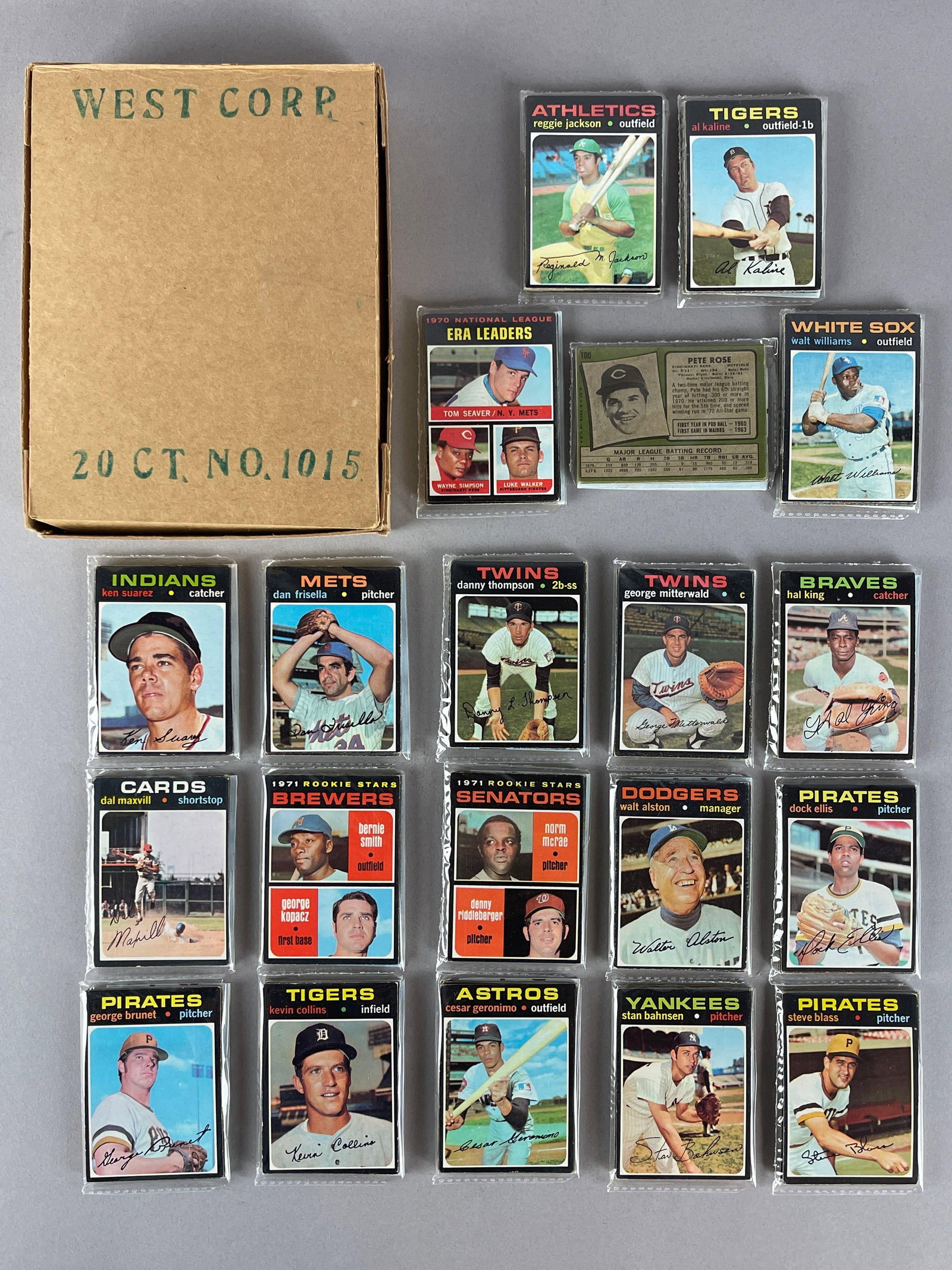 1971 Topps Baseball West Corps Cello Fun Pack Vending Box of 20 with HOFs Showing (1 of 5)