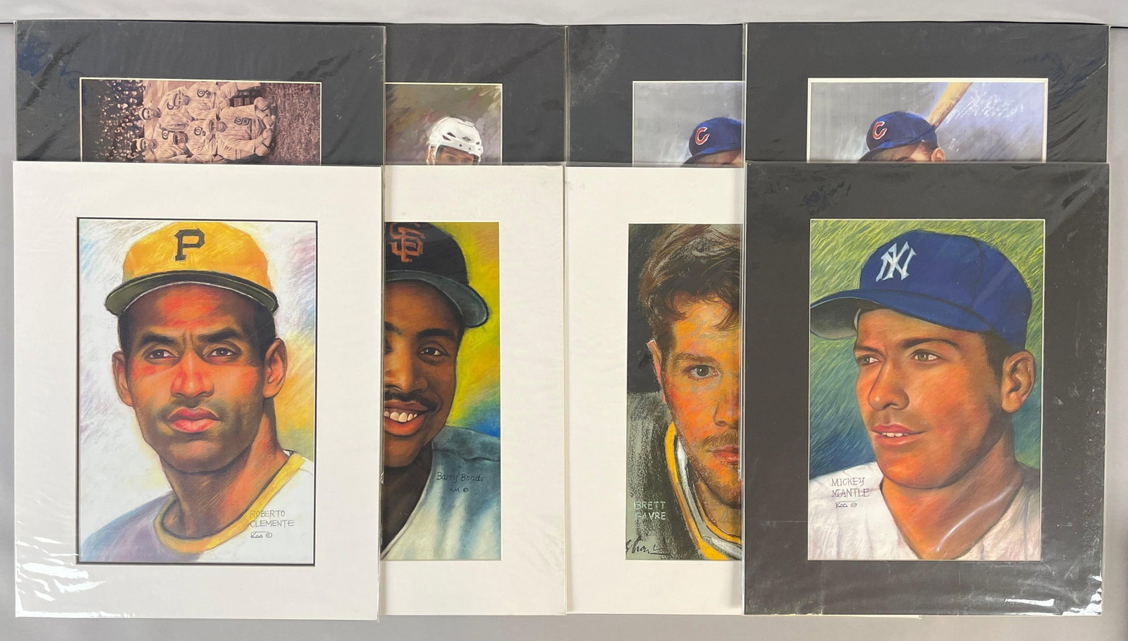 8 - Matted Sports Stars Pastel Lithograph Art (1 of 2)