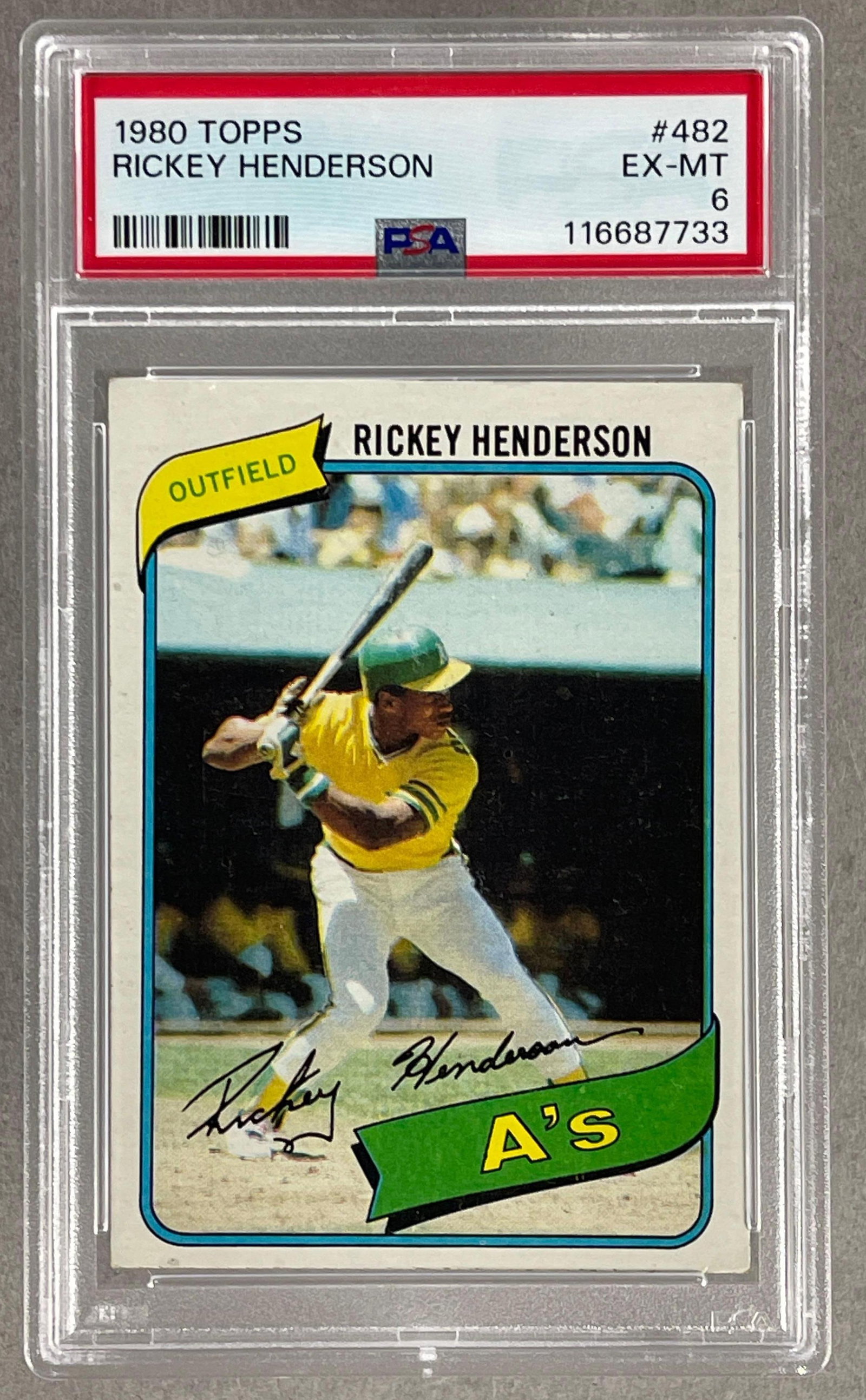 1980 Topps Rickey Henderson #482 PSA 6 Rookie: 1980 Topps Rickey Henderson #482 PSA 6 Rookie
