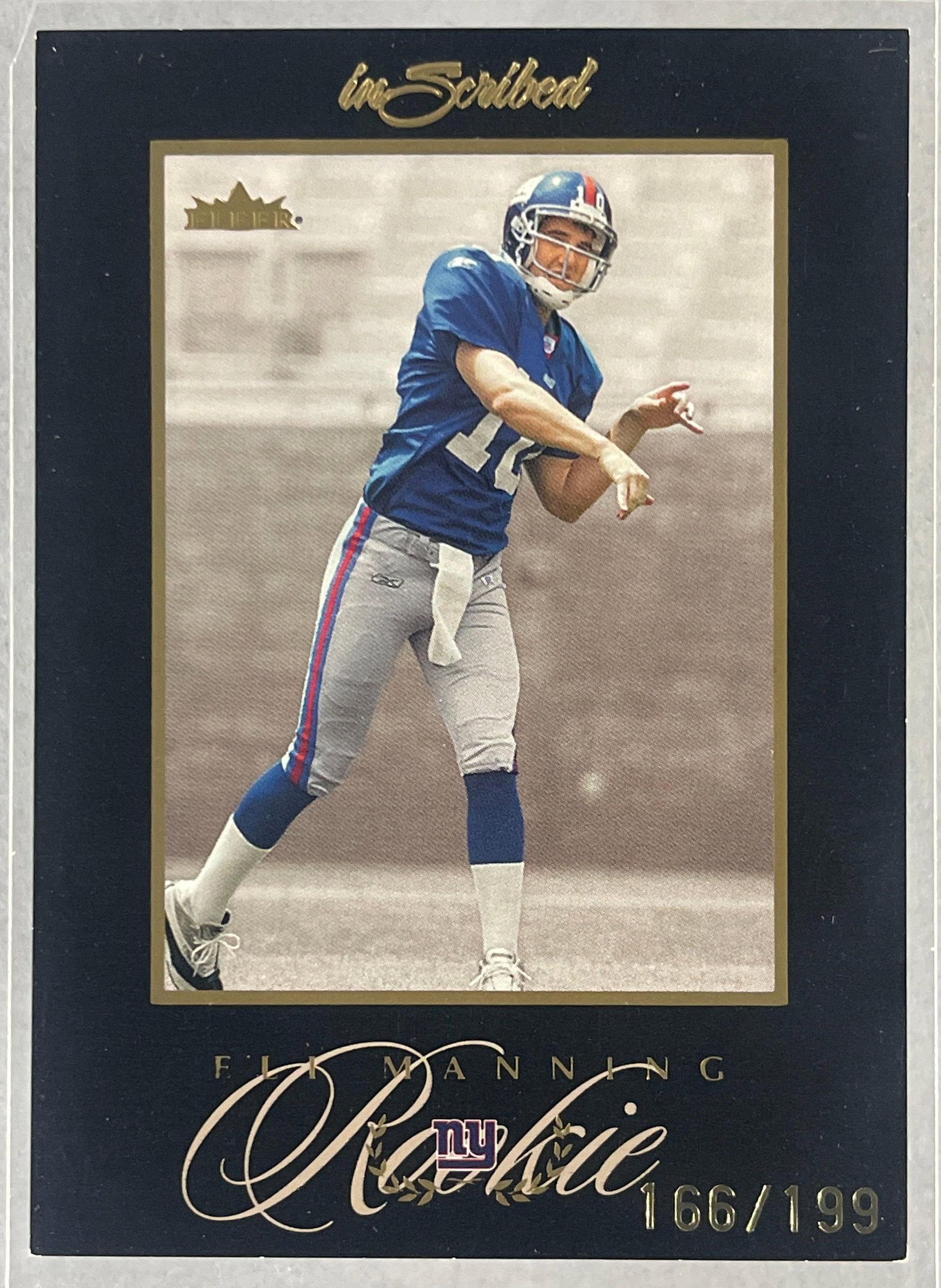 2004 Fleer Inscriptions Black Border Gold Rookie Eli Manning 166/199 (1 of 2)