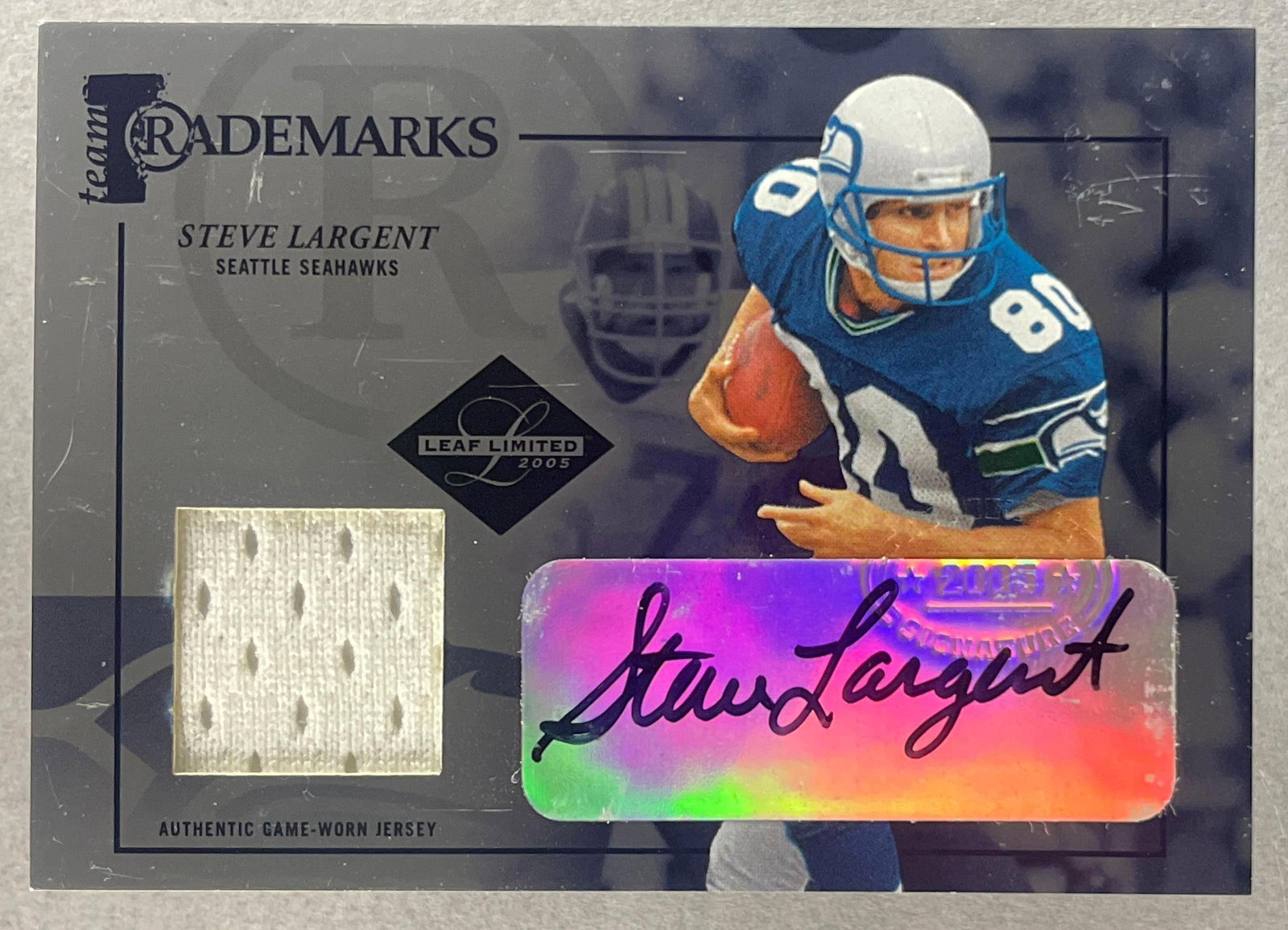 2005 Leaf Limited Trademarks Auto Jersey Steve Largent 46/50: Great looking auto jersey Steve Largent 46/50