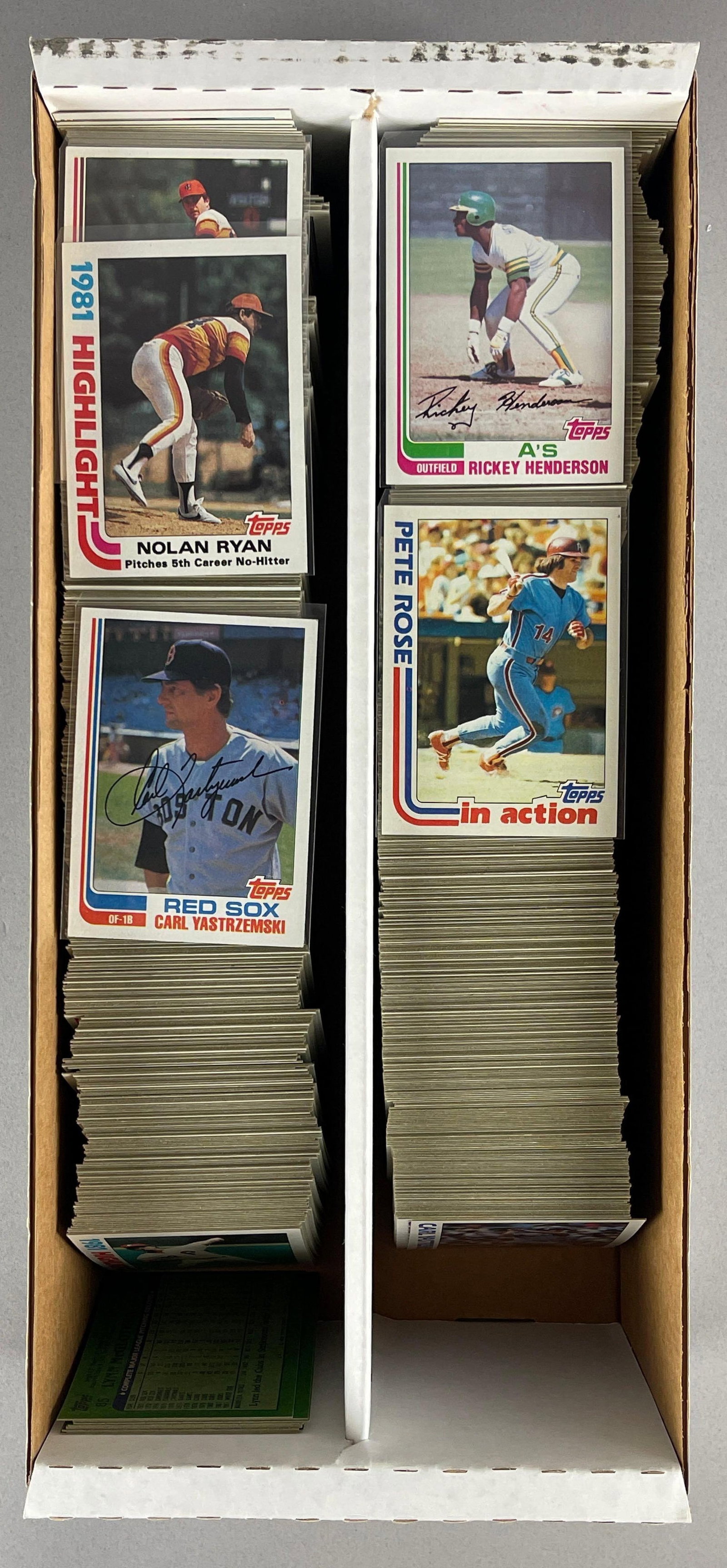 1300+ 1982 Topps Baseball Cards with HOFs, Stars, and Rookies: Conditions vary, NM - Mint, Sharp card, Some ready to Grade, Should be close to a set with tons of HOFs, Includes Ryan, Rose, Yaz, Henderson, Jackson, Schmidt, and More