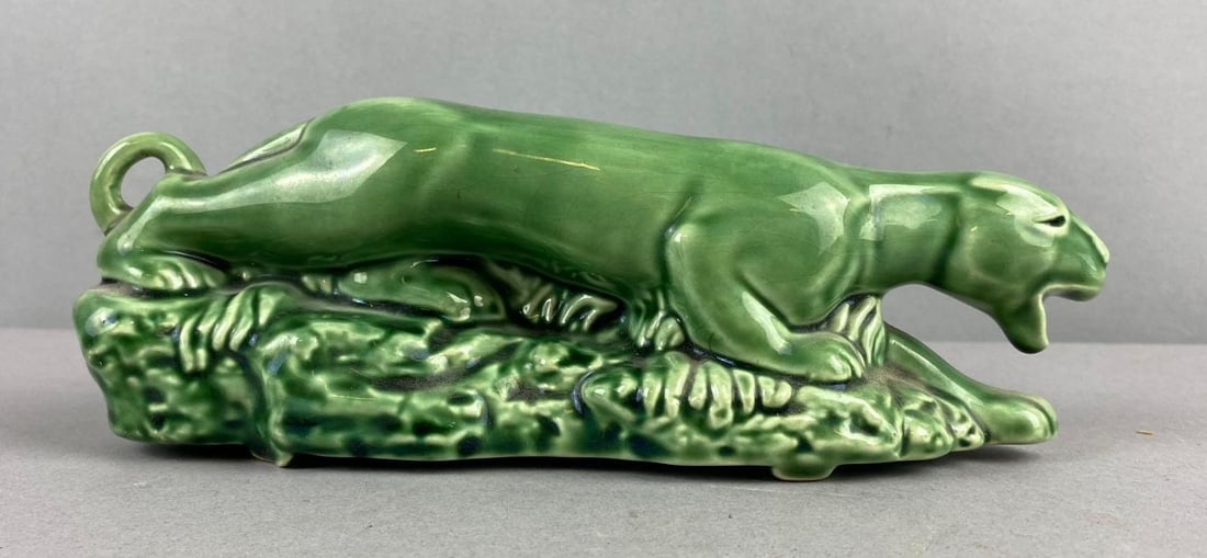 Vintage Jade Green Ceramic Panther Planter (1 of 3)