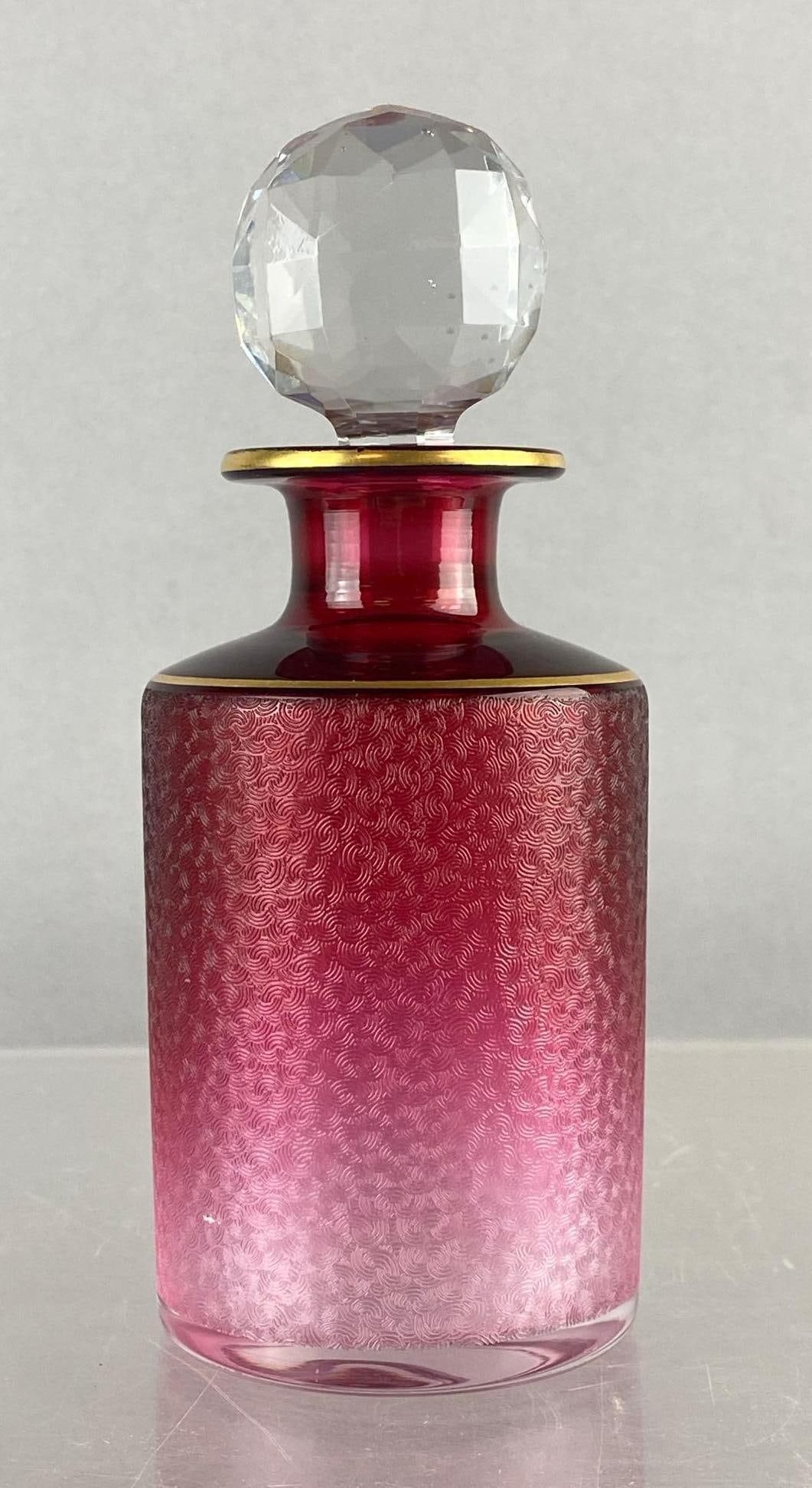 Antique French Saint Louis Cranberry Red Crystal Perfume Bottle: measures 6 inches tall.