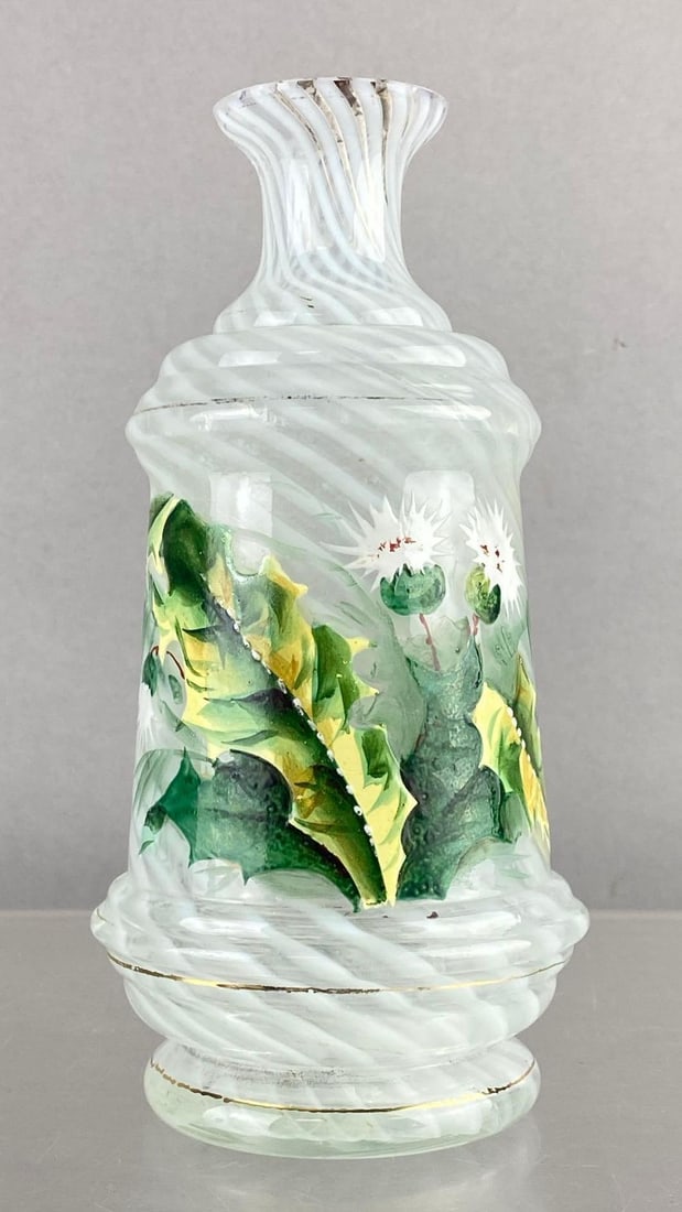 Antique Fenton Meadow Beauty Art Glass Vase: Measures 6 1/2 inches tall.