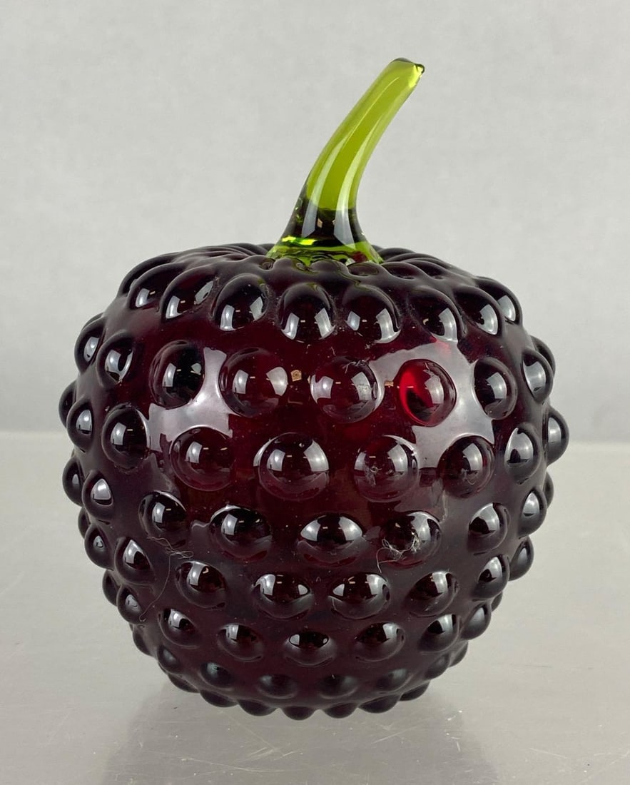 Vintage Viking Art Glass Hobnail Blackberry Fruit Paperweight: Measure 3 inches tall.