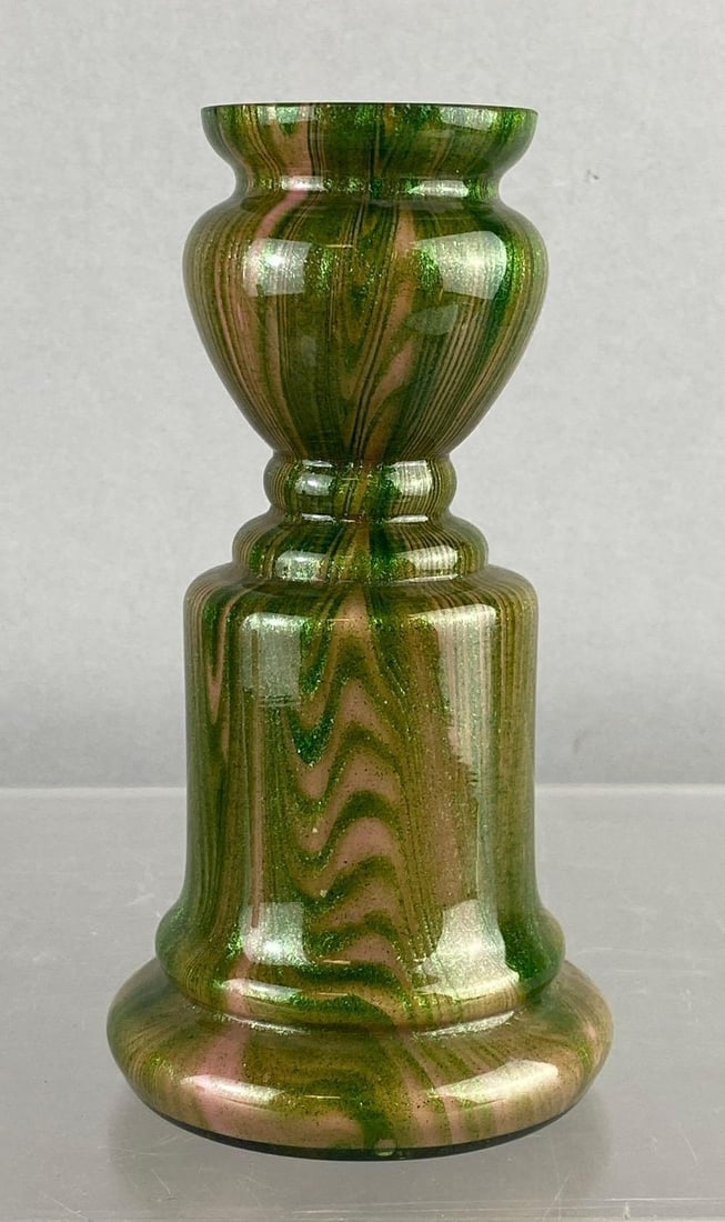 Vintage Moss Agate Style Iridescent Glass Vase (1 of 3)