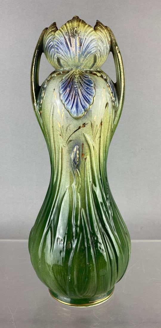 Vintage Tristan W and L Ware Art Nouveau Floral Vase: Measures 13 inches tall.