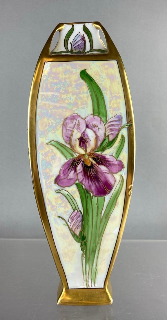 Vintage Austria Alfreo Iridescent Iris Porcelain Vase (1 of 6)