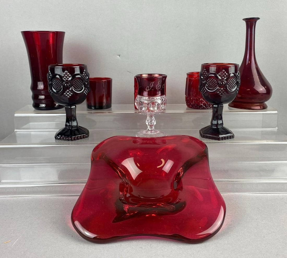 Group of Assorted Ruby Red Glassware and More (1 of 3)