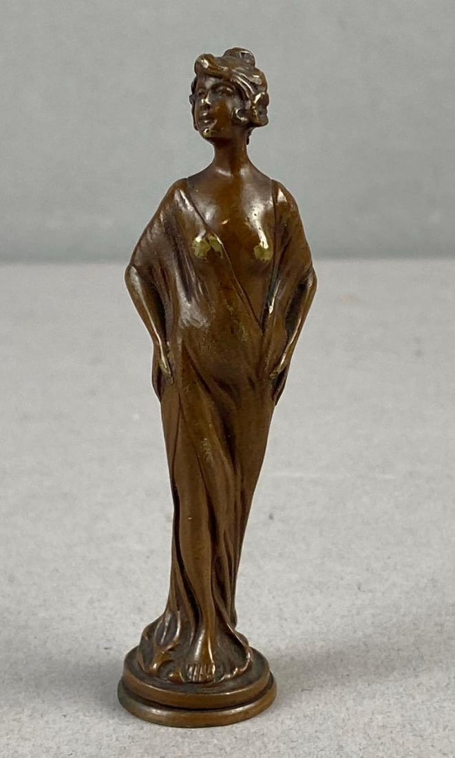 Antique Goddess Art Nouveau Bronze Wax Seal Stamp: Circa 1900s. Measures 3 1/2 inches tall.