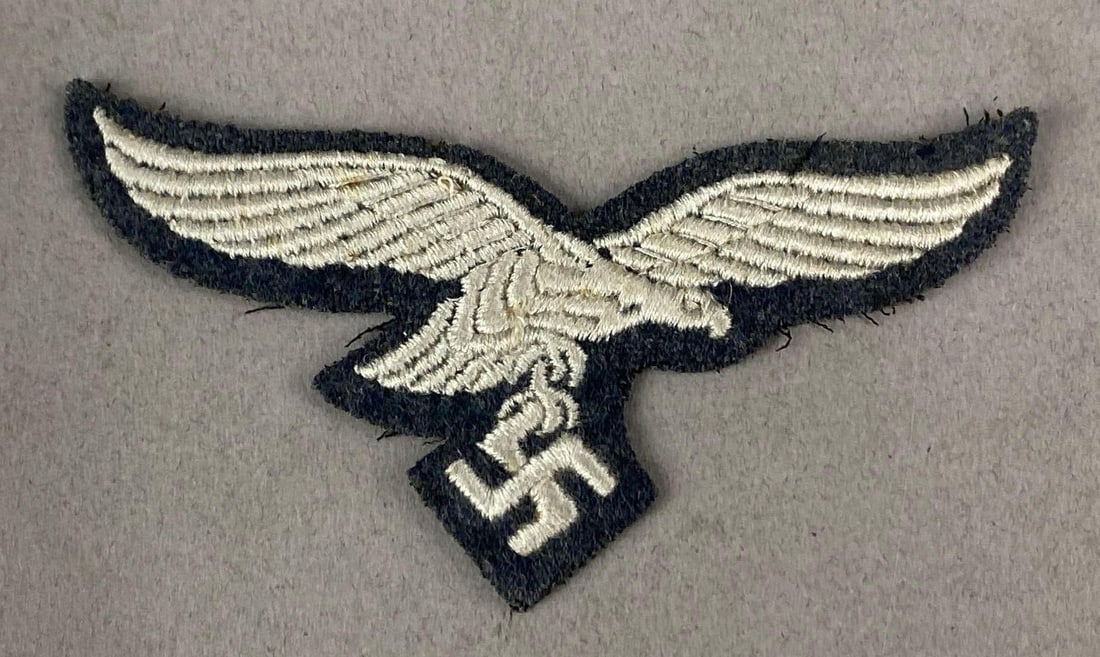 WW2 German Luftwaffe Enlisted Eagle Breast Patch: Measures 2 inches H x 3 3/4 inches W