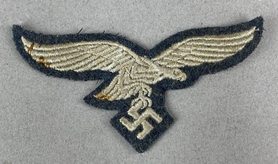 WW2 German Luftwaffe Enlisted Eagle Breast Patch: Measures 2 inches H x 3 3/4 inches W
