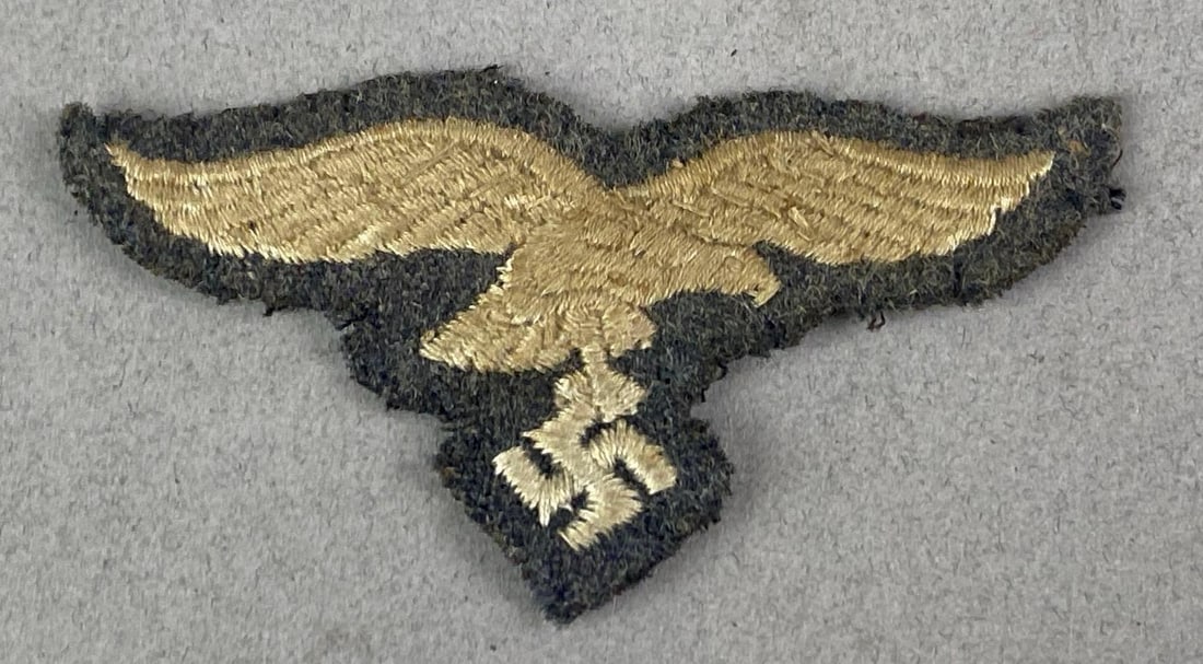 WW2 German Luftwaffe Cap Eagle Patch: Measures 1 1/2 inches H x 3 inches W