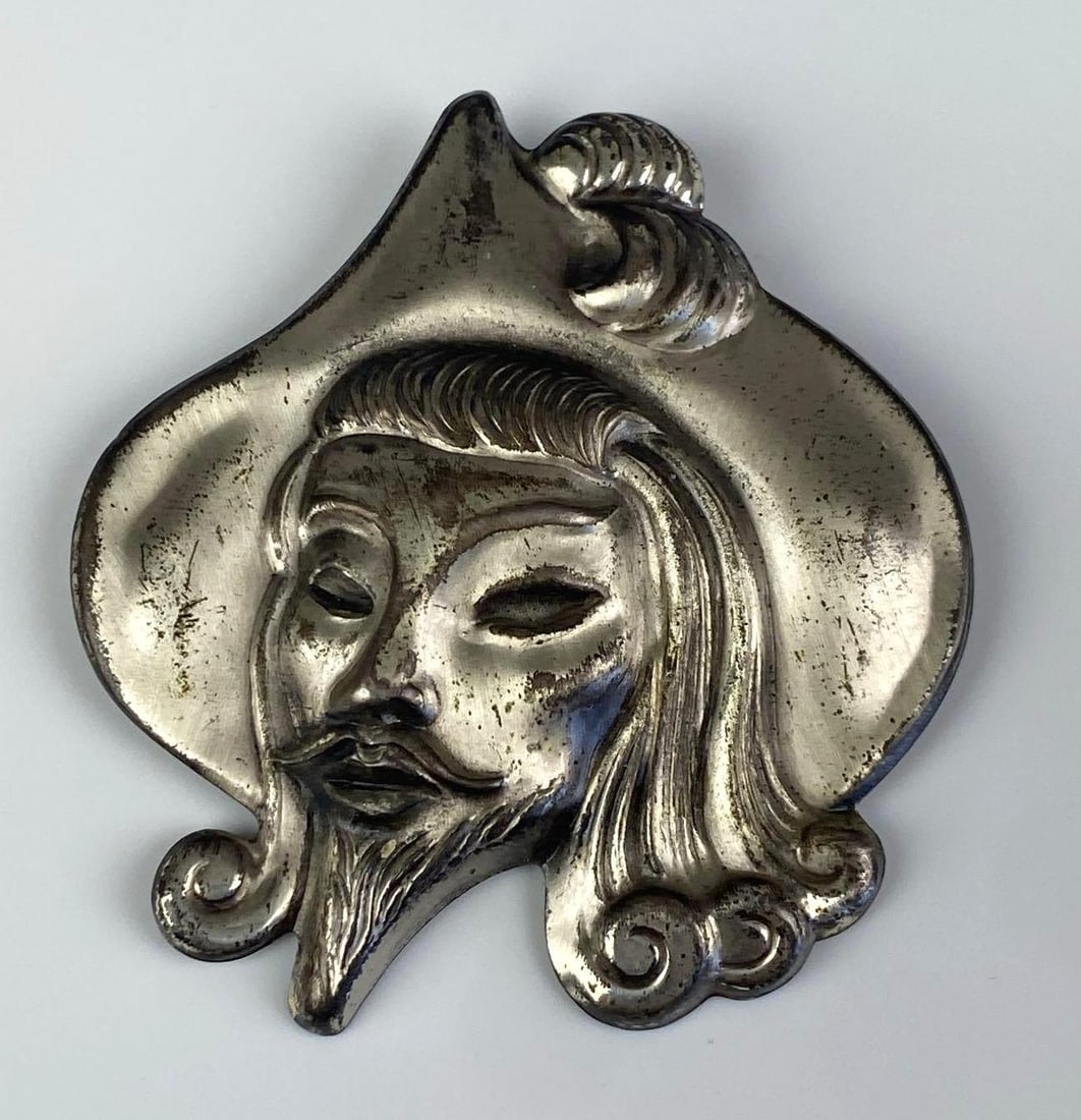 Truart Sterling Silver Musketeer Brooch: Measures 2 1/4 inches H x 2 inches W