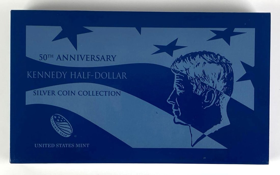 2014 US Mint Kennedy Silver Half Dollar Coin Collection: In original packaging with COA, case measures 6 inches H x 10 inches W