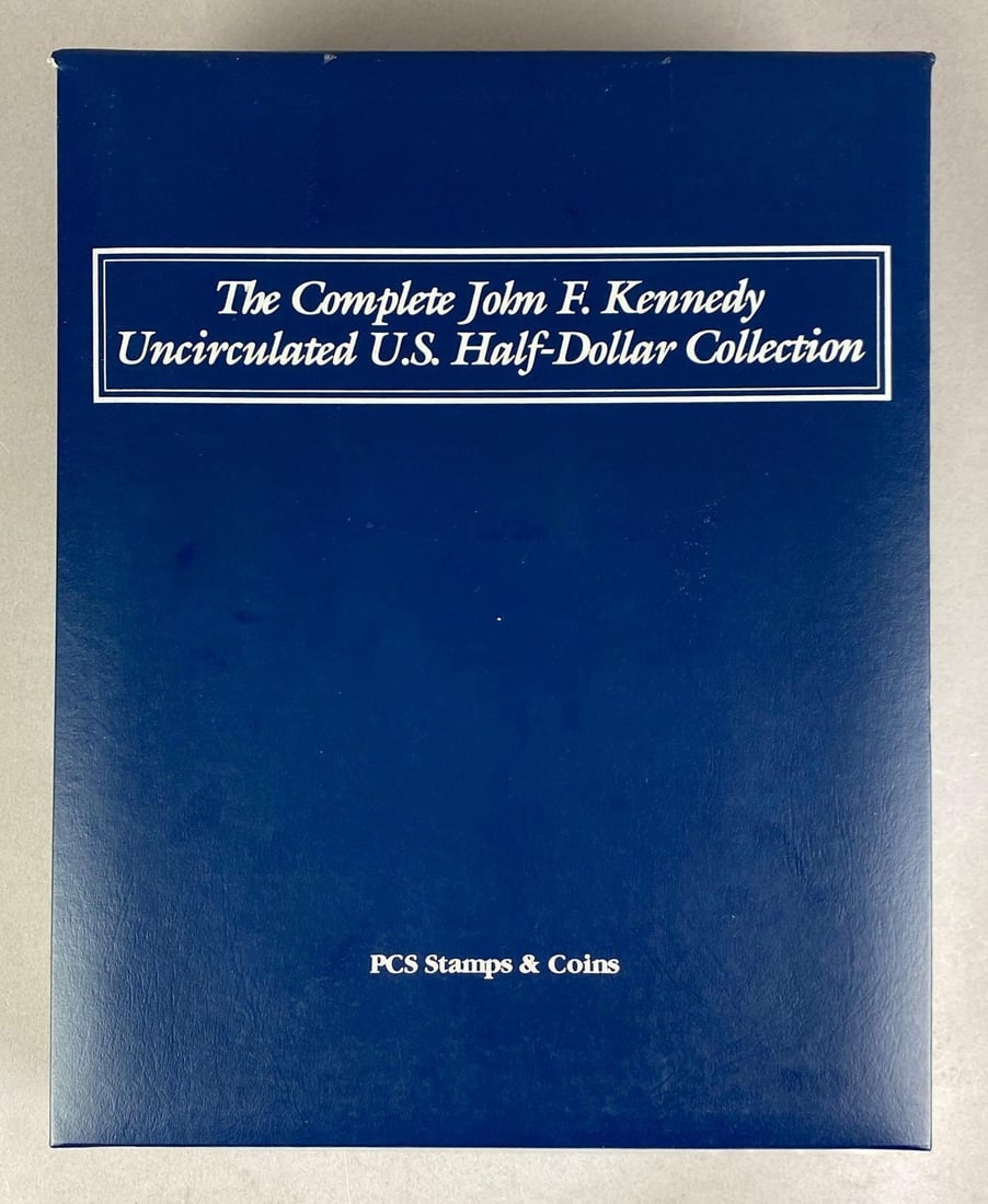 Complete Kennedy Uncirculated Half Dollar Coin Collection Album: Includes 58 coins total, album measures 12 1/2 inches H x 10 inches W